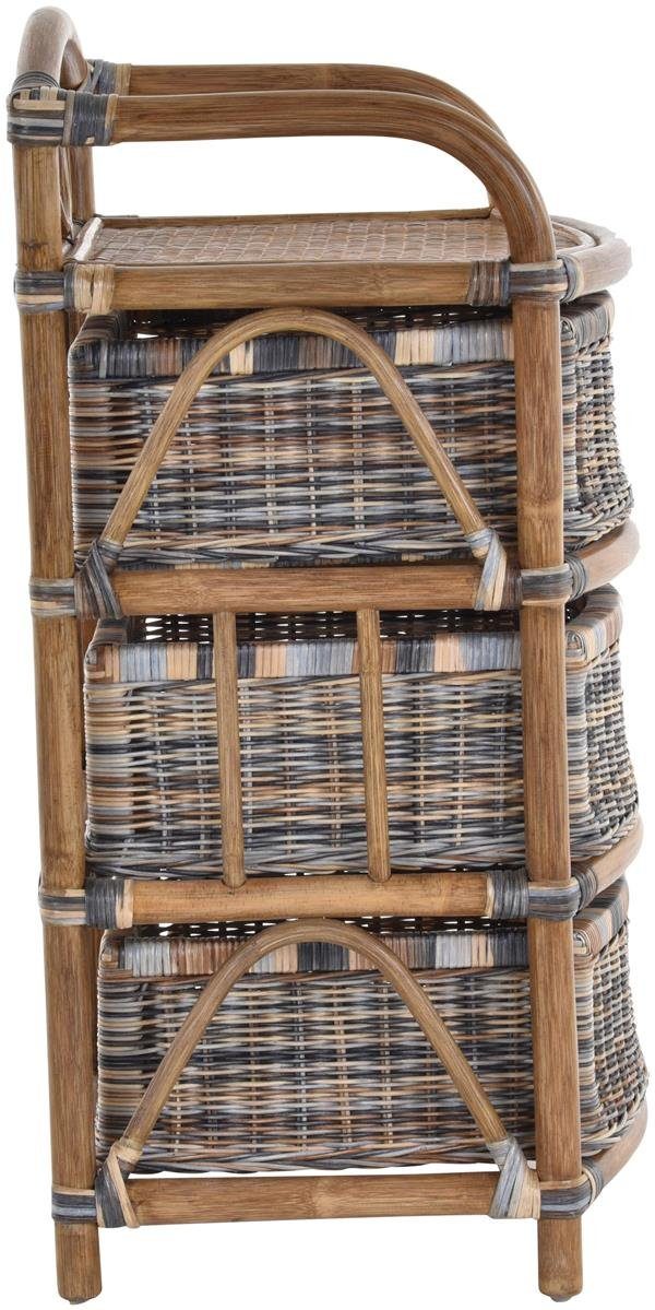 Krines Home Regal Regal aus echtem Rattan 3 Schübe Rattan-Kommode Badregal Rattanschrank, aus Naturmaterial, mit Schubladen