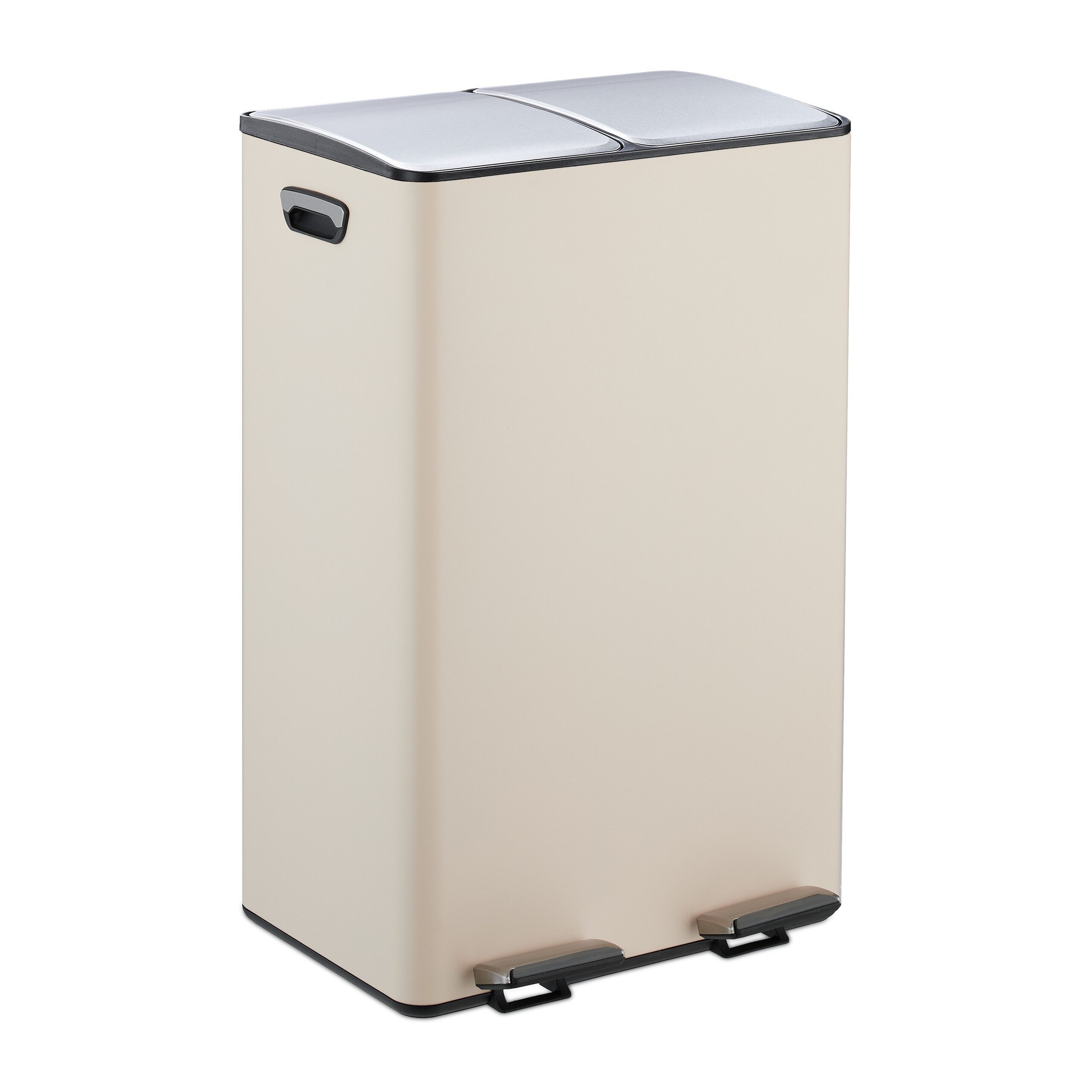 relaxdays Mülleimer Küche 2x 30 Lit, Beige