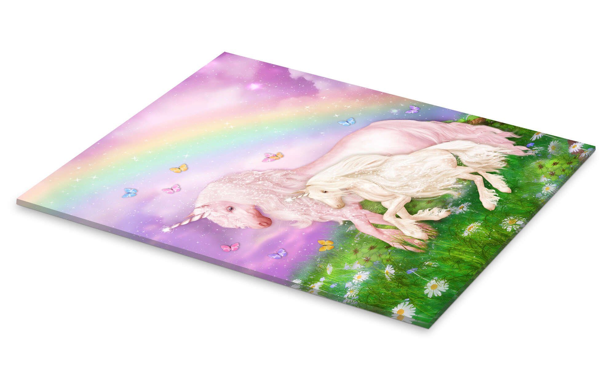 Posterlounge Wandbild Einhörner im Regenbogenzauber, Dolphins DreamDesign, erhältlich als Poster, Leinwandbild, Wandsticker oder Acrylglasbild
