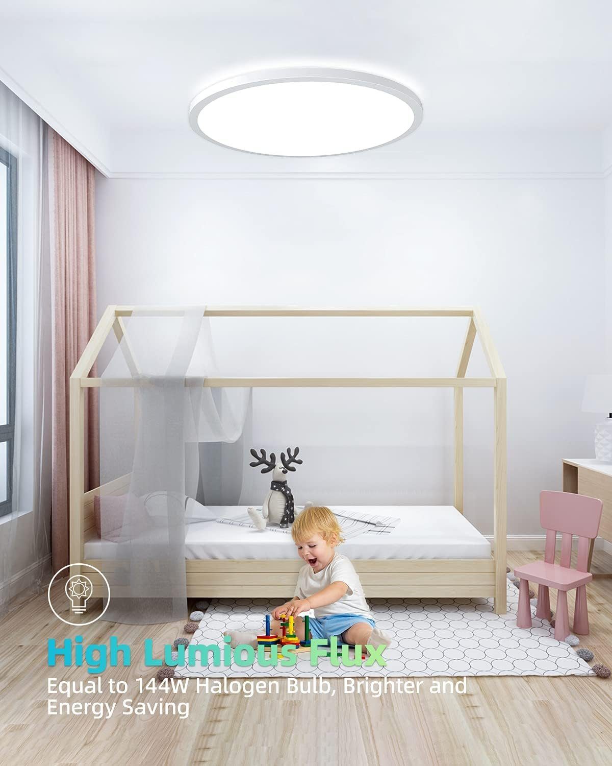 ZMH LED Deckenleuchte Deckenlampe Nicht fest LED für 24W Rund Dimmbar, 5000k, Flur, Dimmbar/5000K integriert, Schlafzimmer