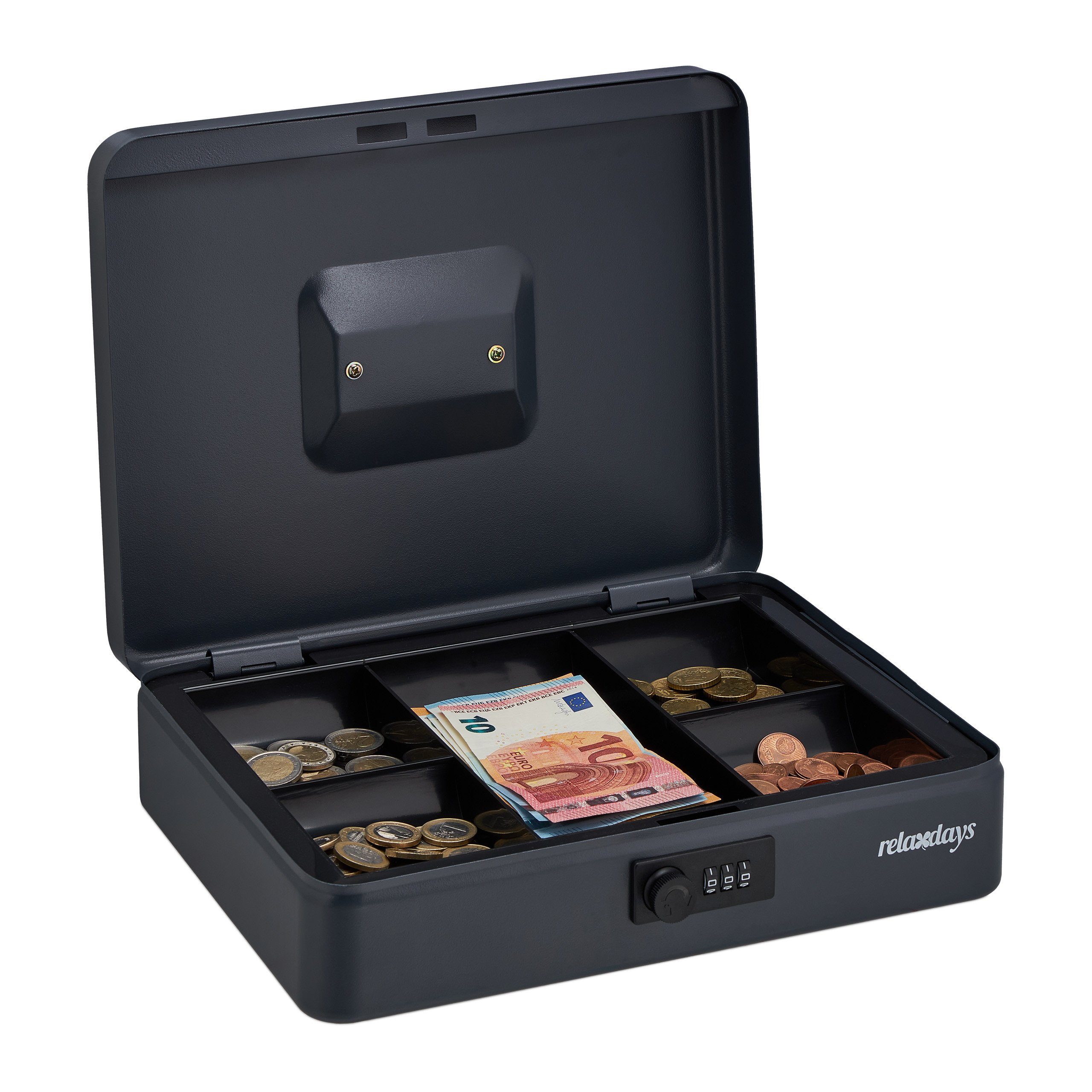 relaxdays Geldkassette Graue Geldkassette mit Zahlenschloss (1 St)