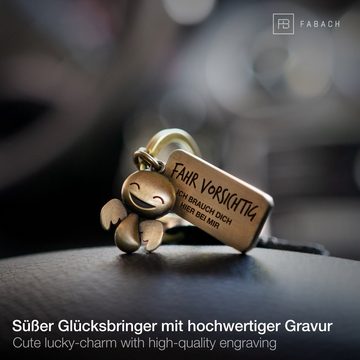 FABACH Schlüsselanhänger Schutzengel Happy mit Gravur - Fahr vorsichtig - Geschenk Führerschein