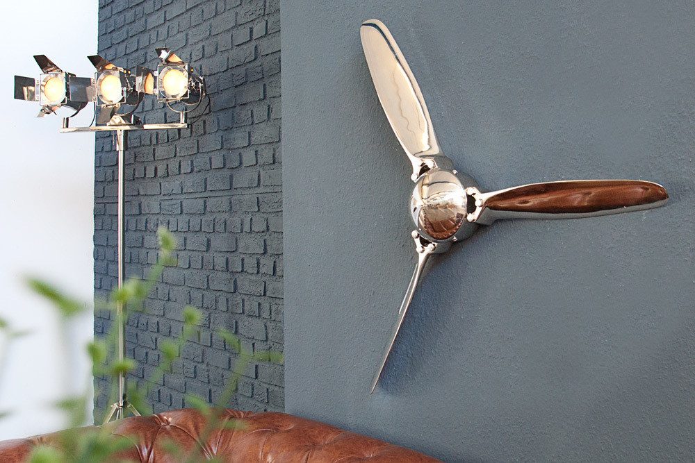 riess-ambiente Wanddekoobjekt SCREW III 90cm silber, Metall · Flugzeug-Propeller · Wohnzimmer · Schlafzimmer