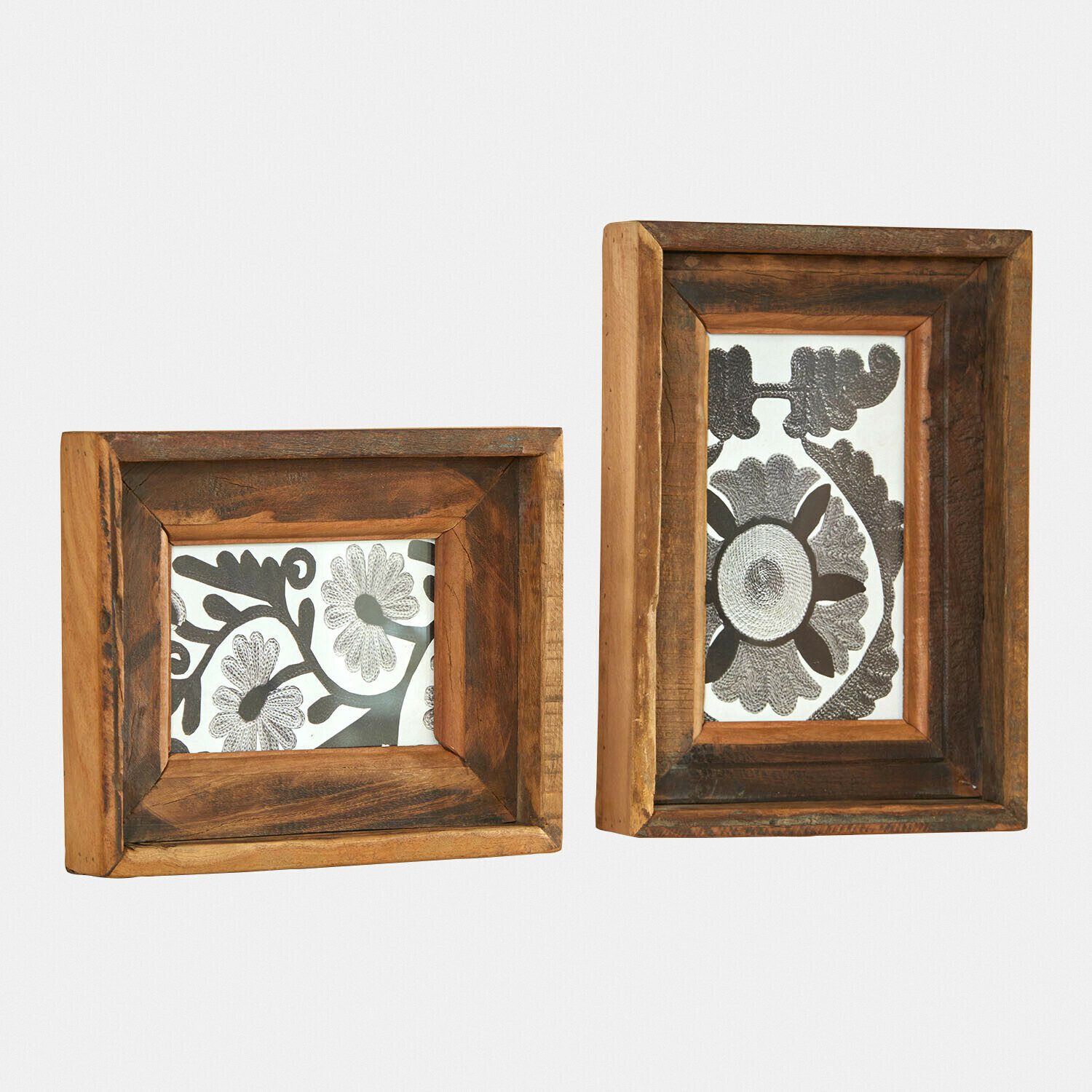 Mirabeau Bilderrahmen Bilderrahmen 2er Set Valerosas braun, stilvolles Interieur, Wiederaufbereitetes Niembaumholz