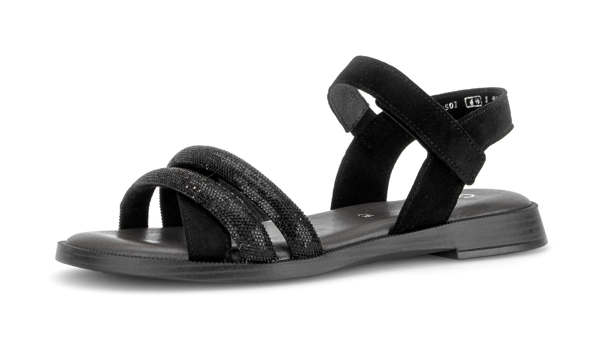 Gabor Riemchensandale Blockabsatz, Sandalette, Sommerschuh mit glänzenden Schmucksteinen