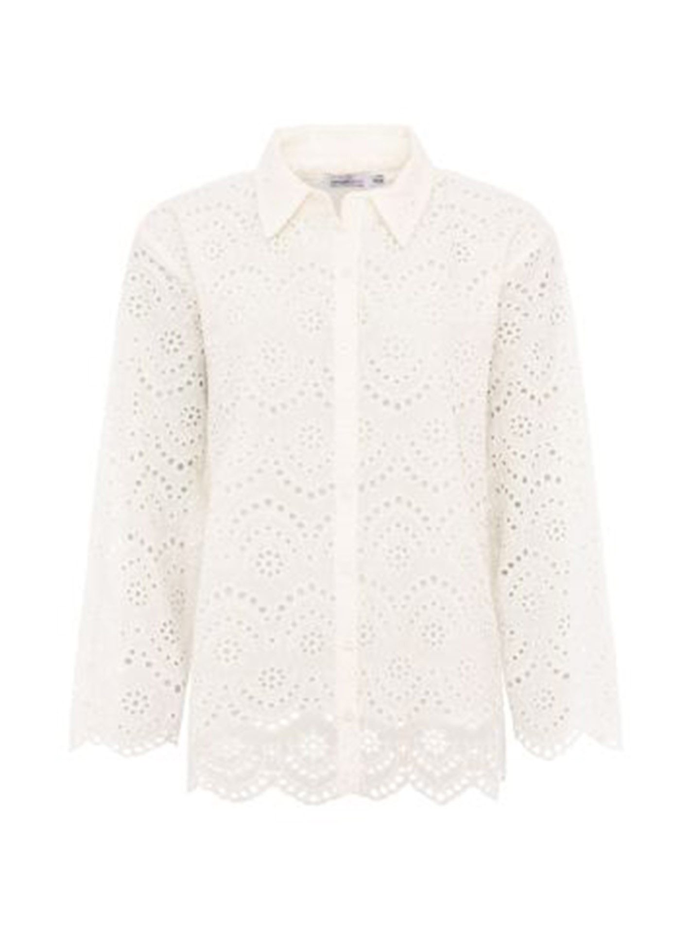 Zwillingsherz Kurzarmbluse "Lochstickerei" langarm, mit Kragen, Lochspitze, Knopfleiste