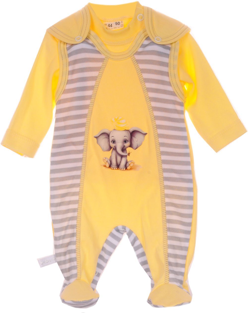 Strampler Stramplerhose Langarmshirt Set Baby Anzug in Gelb gestreift