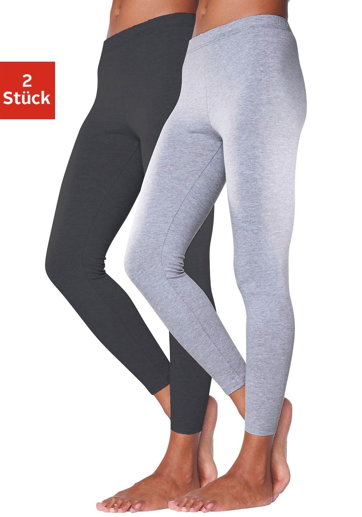 vivance hellgrau, (2er-Pack) Loungewear mit schwarz active Leggings Gummibund,