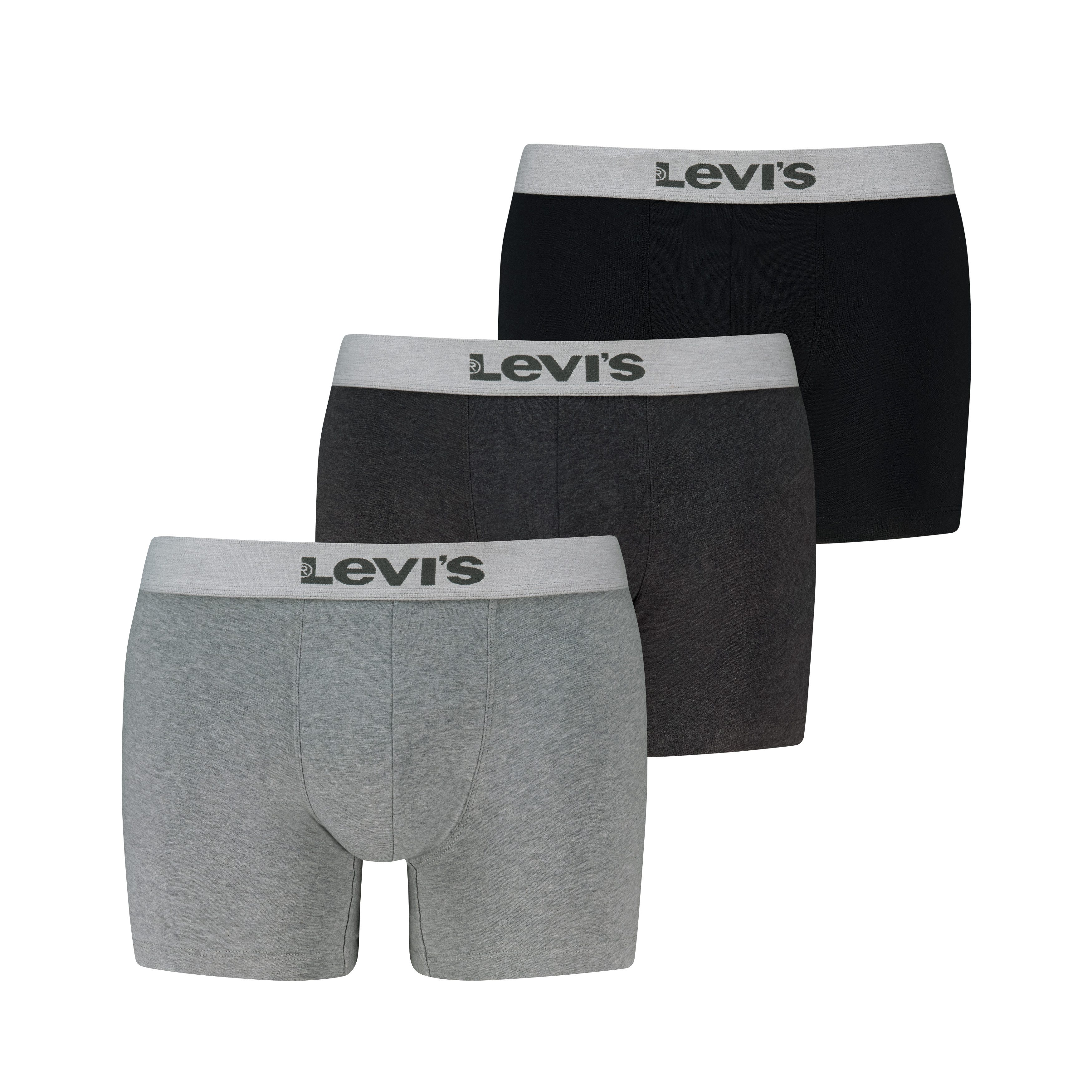Levi's® Boxershorts LEVIS MEN MEL WB BOXER BRIEF (3er Pack) ohne Eingriff, tonaler Logobund, elastisch, Cotton-Mix