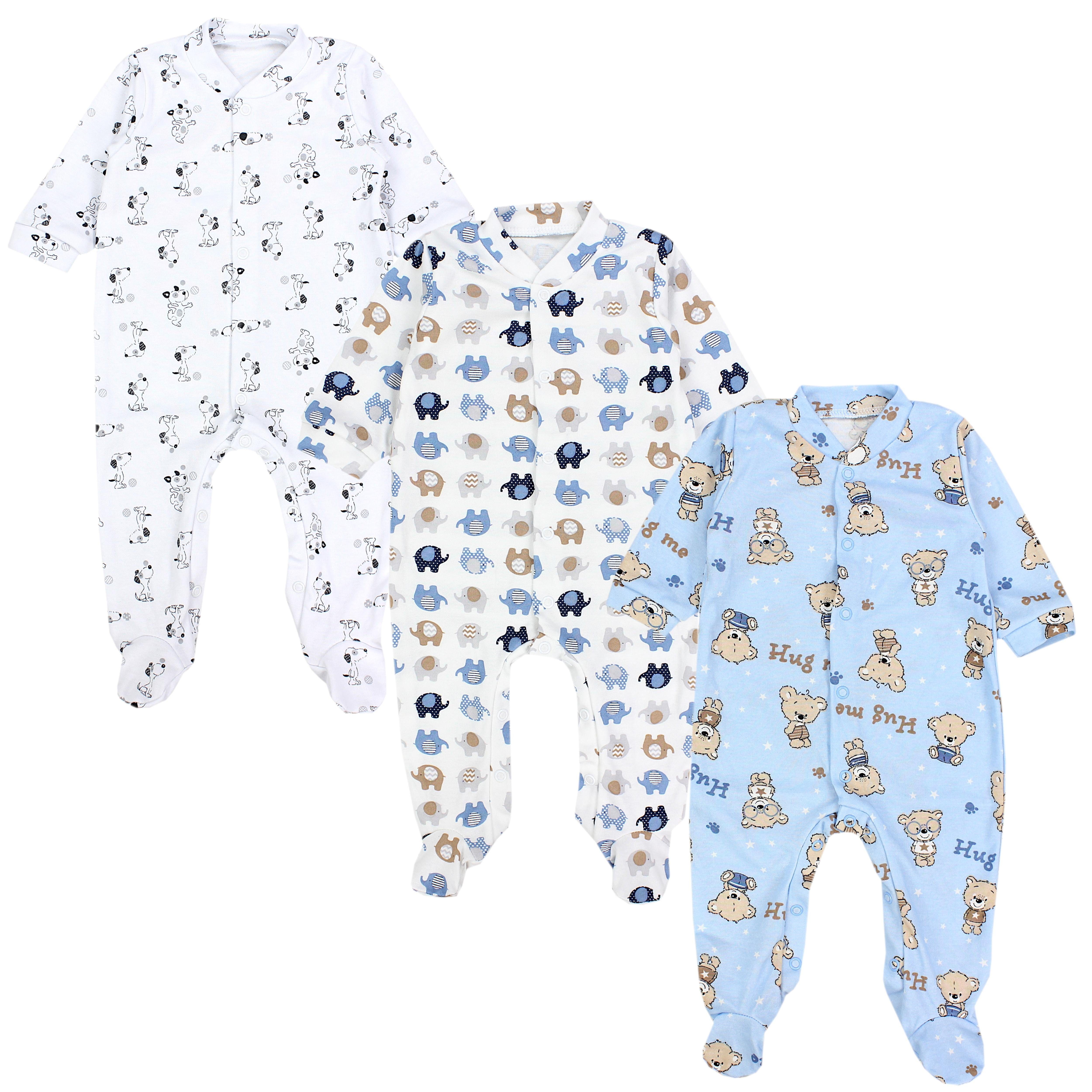 TupTam Schlafoverall Baby Jungen Schlafstrampler Langarm Schlafanzug mit Fuß 3er Pack Farbenmix 3