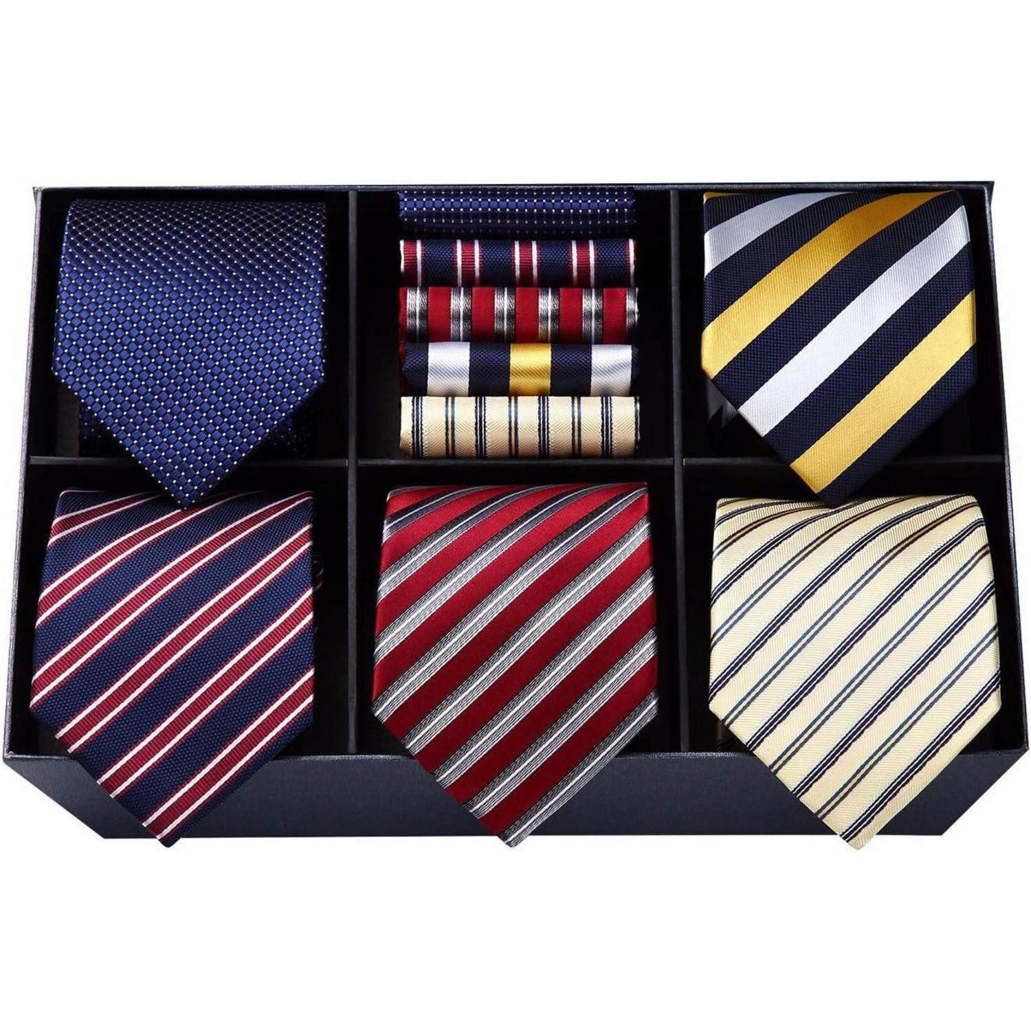 LuxusKollektion Krawatte Krawattenset Seide Einstecktuch 5er Geschenkbox Herren T5-12 (5-St)