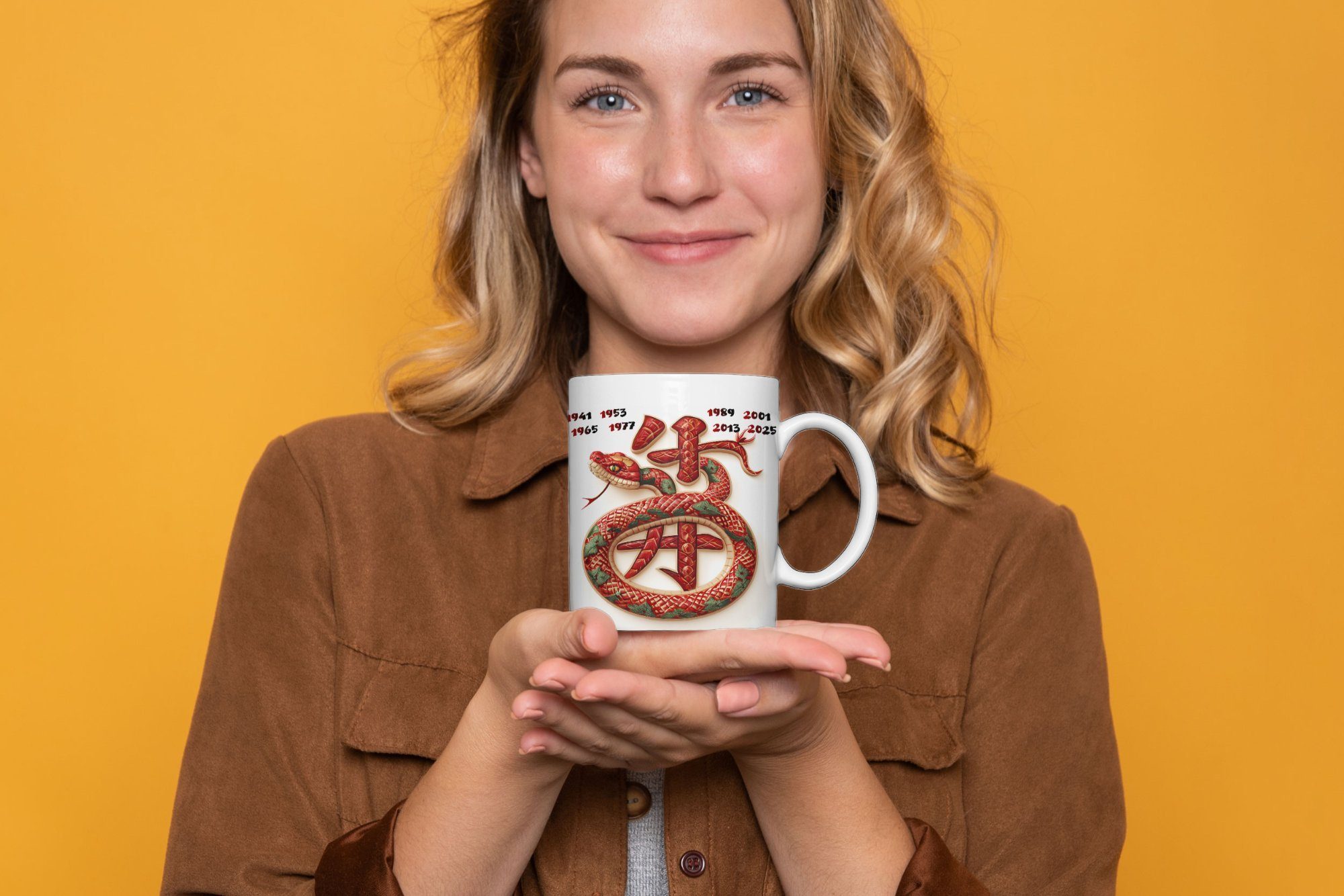 WS-Trend Tasse Schlange Chinesisches Jahres Sternzeichen Kaffeetasse Teetasse, Keramik