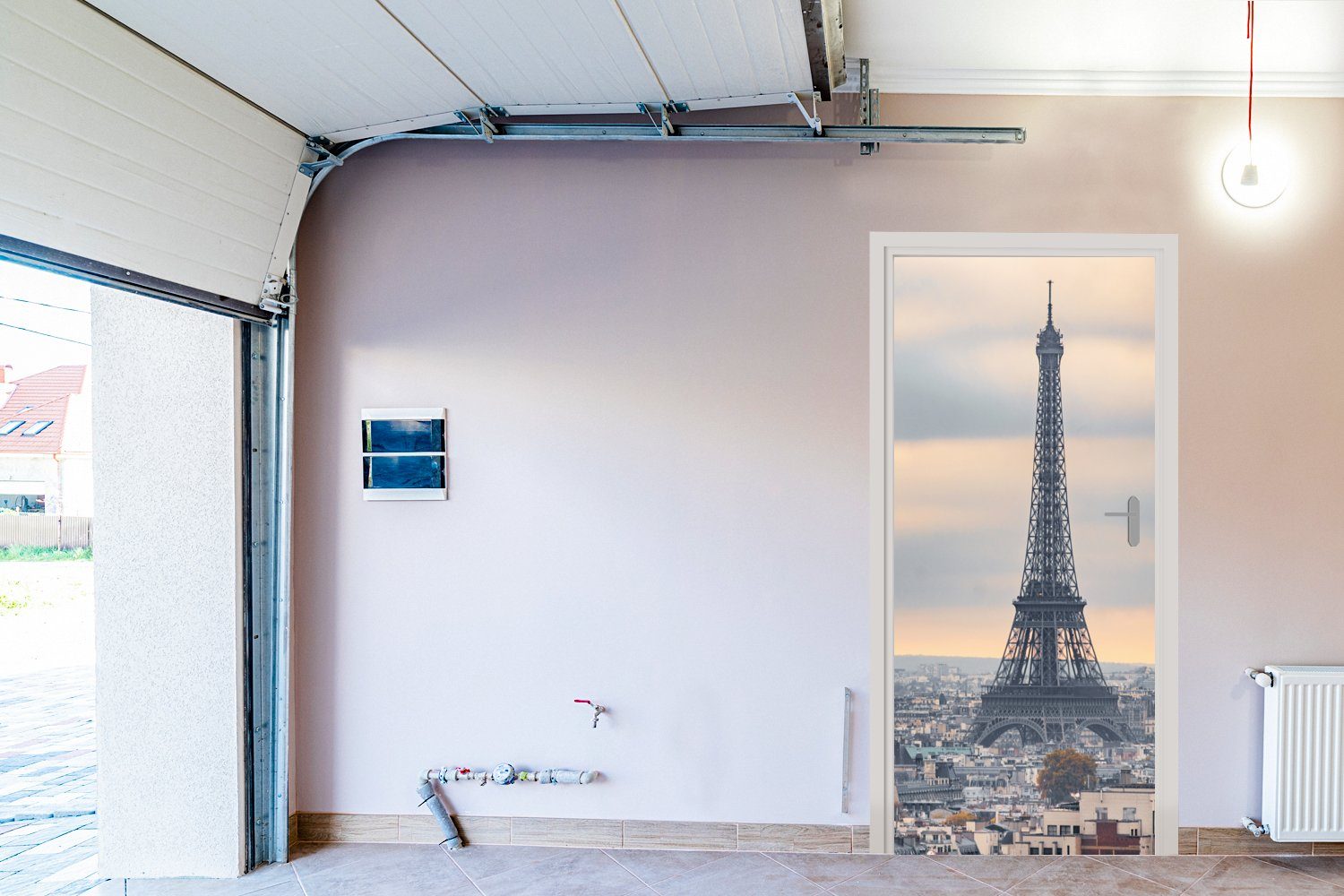 Türtapete Matt, St), cm Tür, bedruckt, Eiffelturm Himmel, - für MuchoWow 75x205 Fototapete Türaufkleber, - (1 Paris