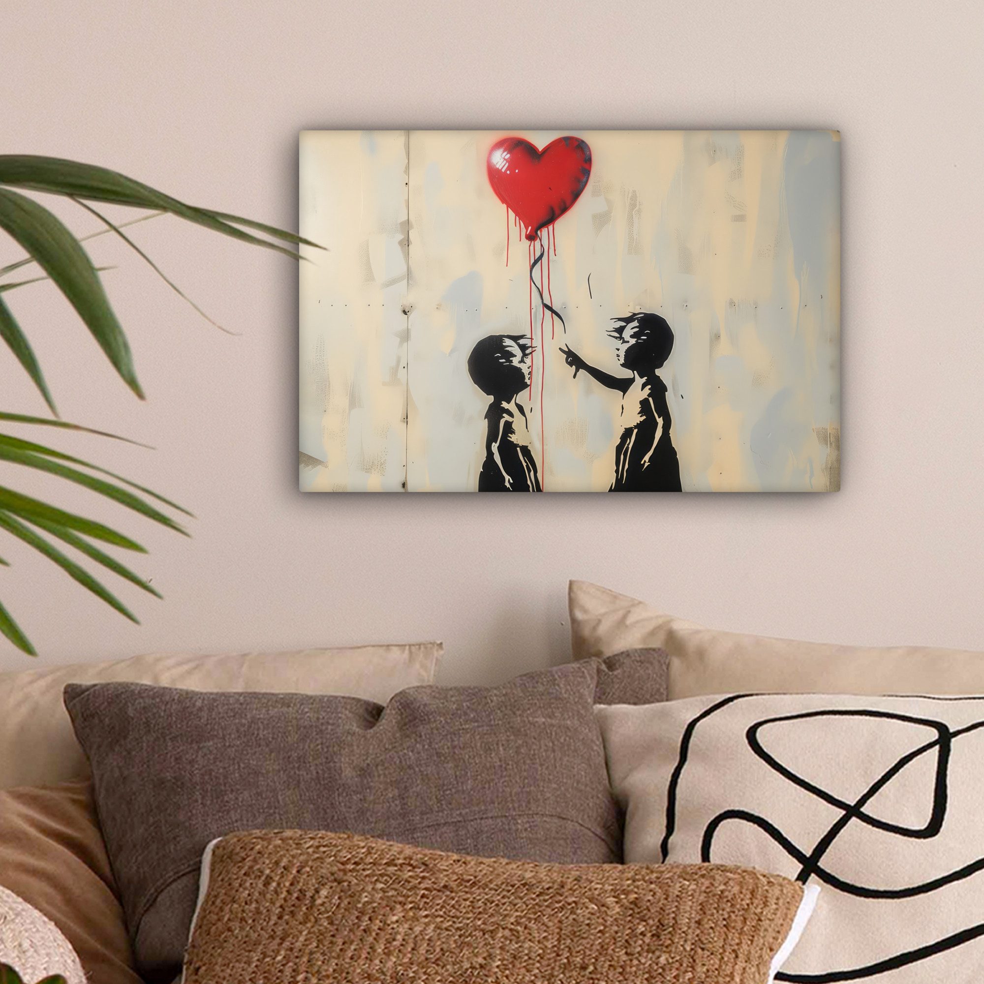 OneMillionCanvasses® Leinwandbild Straßenkunst - Banksy - Luftballon - Graf günstig online kaufen