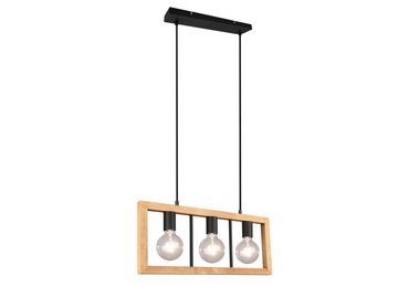 meineWunschleuchte LED Pendelleuchte, LED wechselbar, Warmweiß, Esstisch-lampe mit Holz-balken hängend über Kücheninsel, Breite 60cm