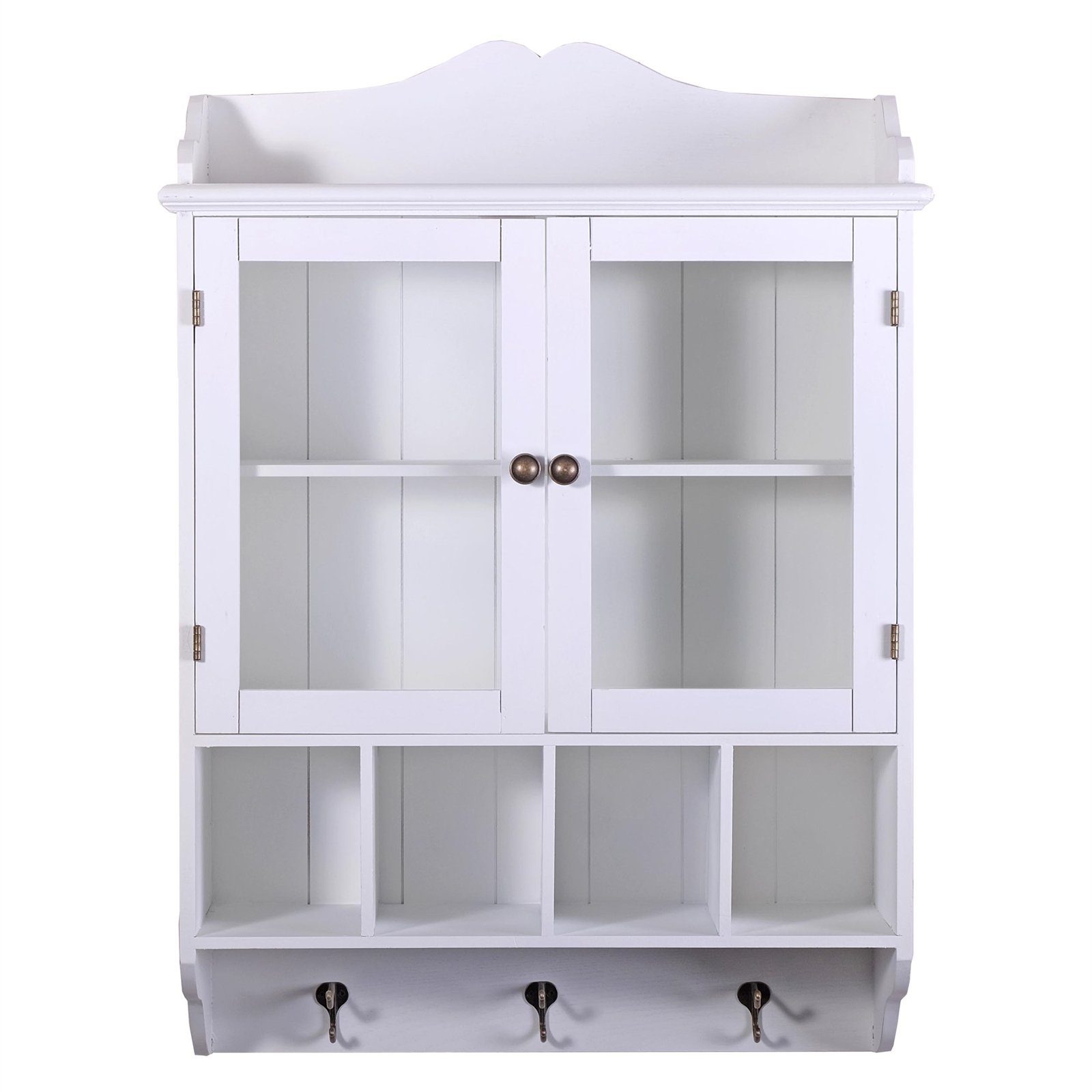 weiß, Glastüren, WANSCHRANK Fächer, 4 Chic LANDHAUS DELIGHTS Wandregal Shabby DESIGN "LOTTA",