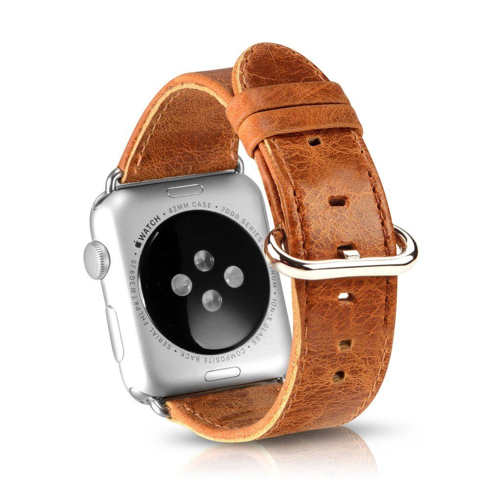 Große Größen Uhrenarmbänder CoverKingz Smartwatch-Armband Leder Armband für Apple Watch 45/44/42mm Band Series 7/6/SE/5/4/3 Hell
