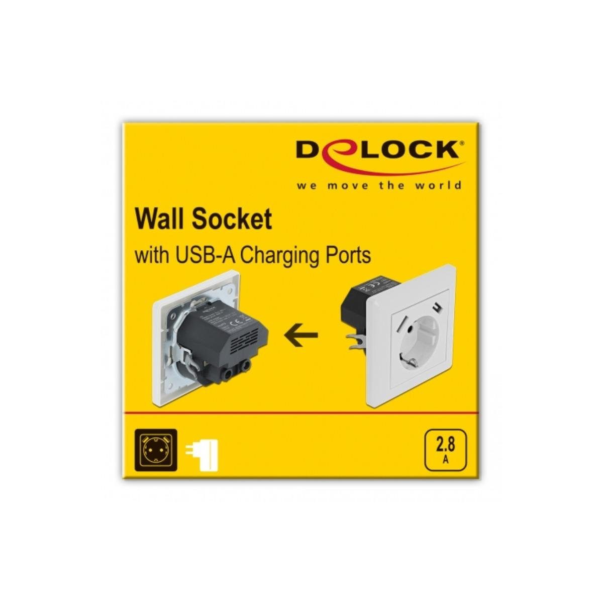 Delock 11473 - Einbausteckdose 2 2,8 mit A USB Typ-A Ladeport x Steckdosenleiste