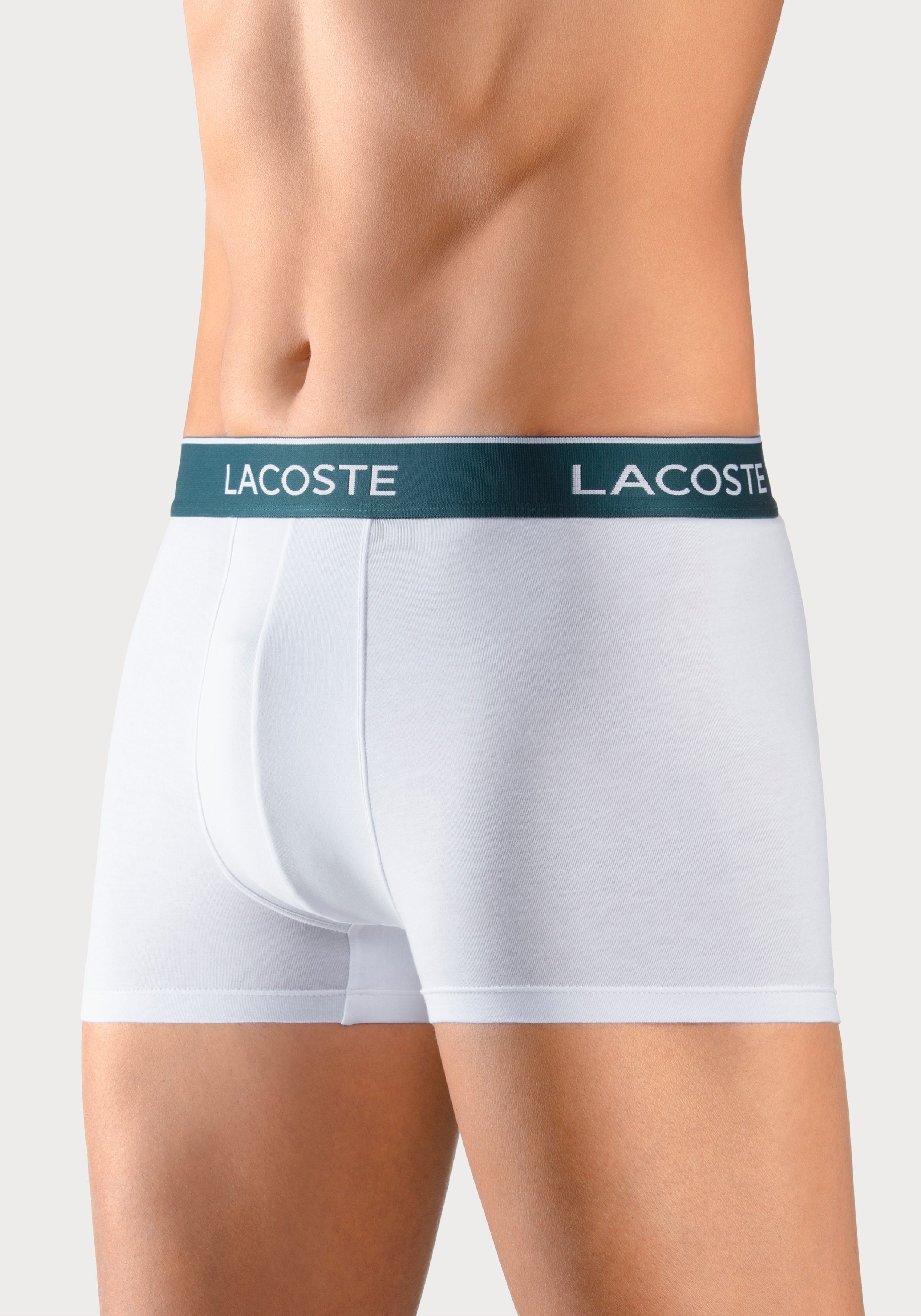 Lacoste 3-St., (Packung, aus Material Boxershorts weiß, grau-meliert 3er-Pack) Premium Trunk atmungsaktivem eng schwarz, Herren Lacoste