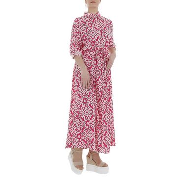 Ital-Design Maxikleid Damen Freizeit Ornamente Blusenkleid in Pink