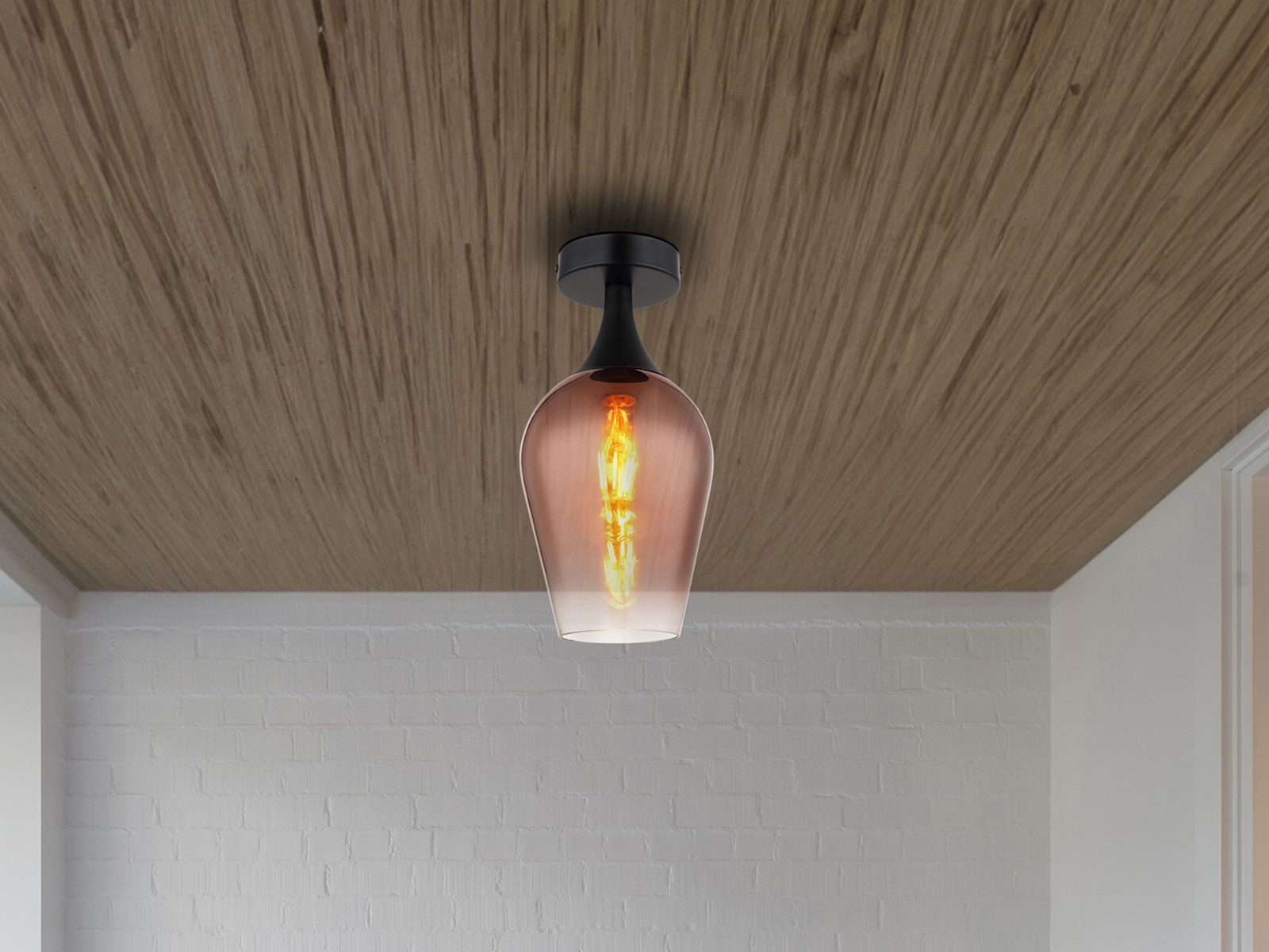 GLOBO LIGHTING LED Deckenleuchte, LED wechselbar, warmweiß, Ausgefallene kleine Lampen für Esstisch Treppenhaus Kupferfarbig Ø15cm