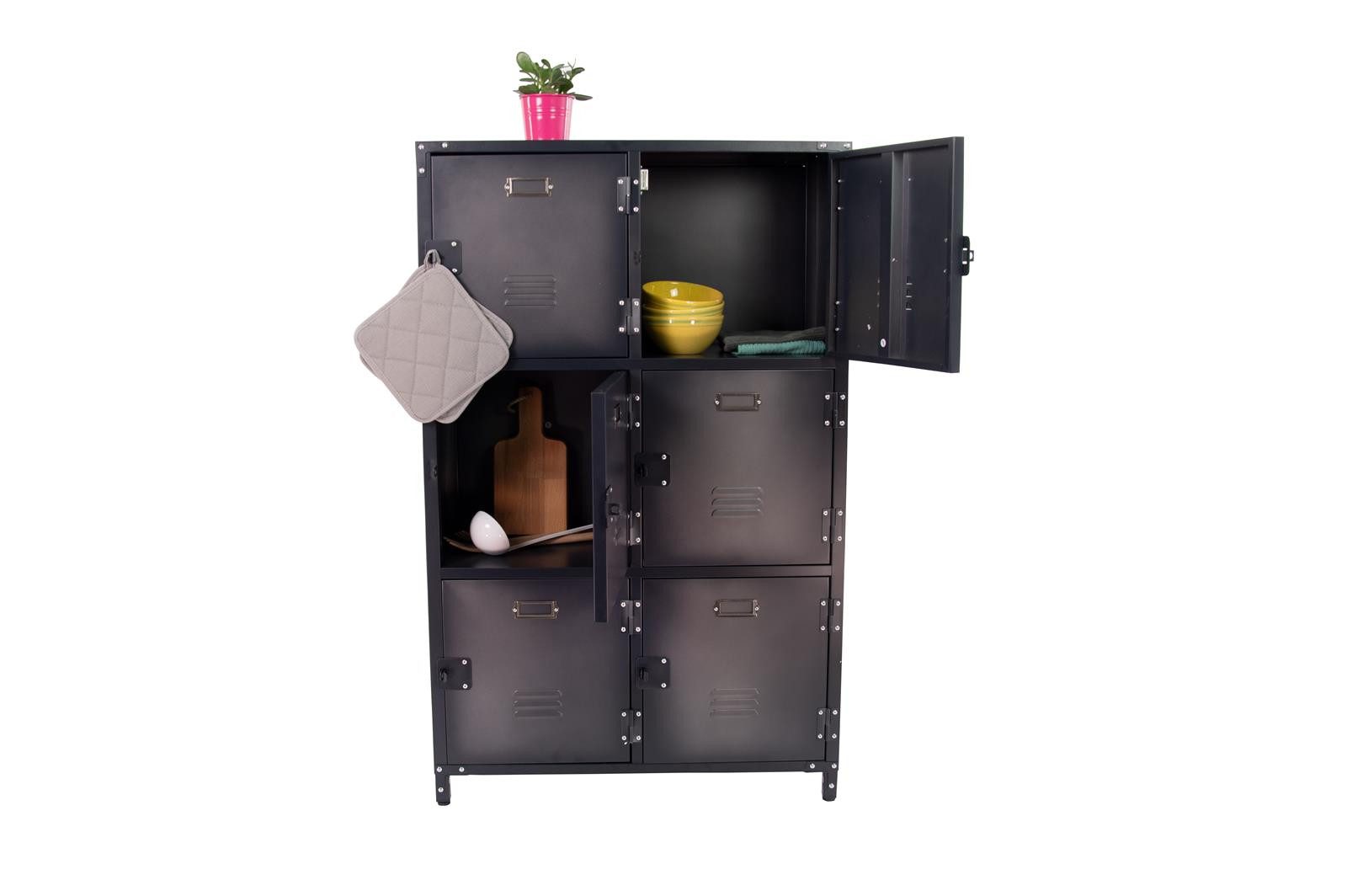 rikta Mehrzweckschrank vintage Metallschrank und Kommode mit 6 Türen