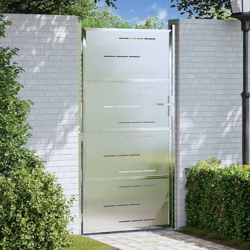 vidaXL Gartentor Gartentor mit Schloss Silber 85 x 196 cm Edelstahl – Bild 2 von 5