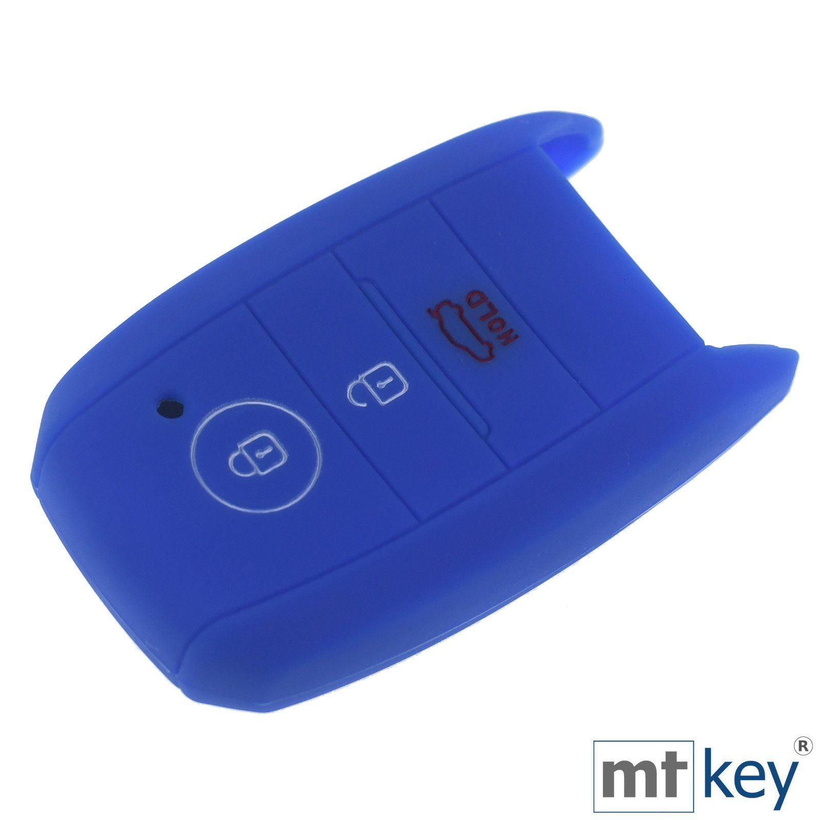 mt-key Schlüsseltasche Silikon 3 Tasten Rio Stonic Picantio Softcase KIA Autoschlüssel Ceed KEYLESS Soul Sportage für Blau, Schutzhülle