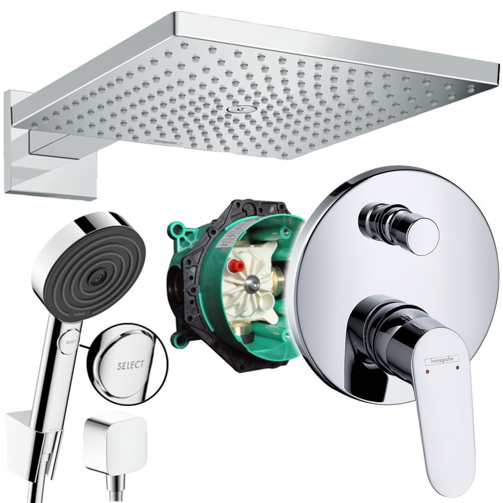 hansgrohe Duscharmatur Duschsystem Unterputz, Focus, Pulsify, Regendusche (Unterputz-Duschsystem) Größe der Kopfbrause wählbar