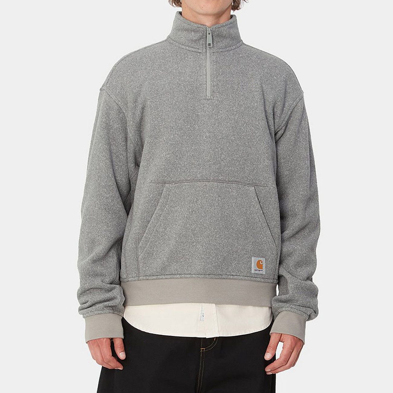 Carhartt WIP Rundhalspullover Carhartt WIP Luther Half Zip Sweat Herren Misty Grey Heather