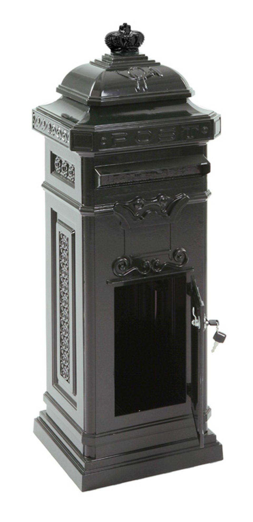 PROREGAL® Standbriefkasten Nostalgischer Säulen-Briefkasten aus Gießaluminium, Grün