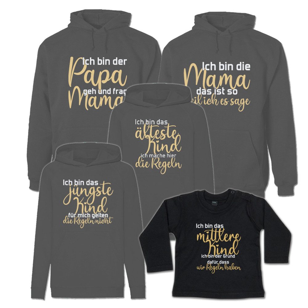 G-graphics Kapuzenpullover Die Regeln der Familie (Familienset, Einzelteile zum selbst zusammenstellen) Kinder & Erwachsenen-Hoodie & Baby Sweater
