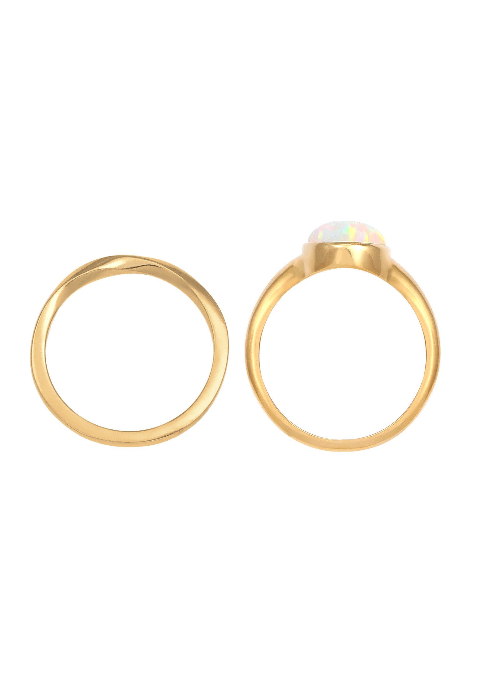 Elli Ring-Set Klassik Opal Basic gedreht (2 tlg) 925 Silber, Twisted