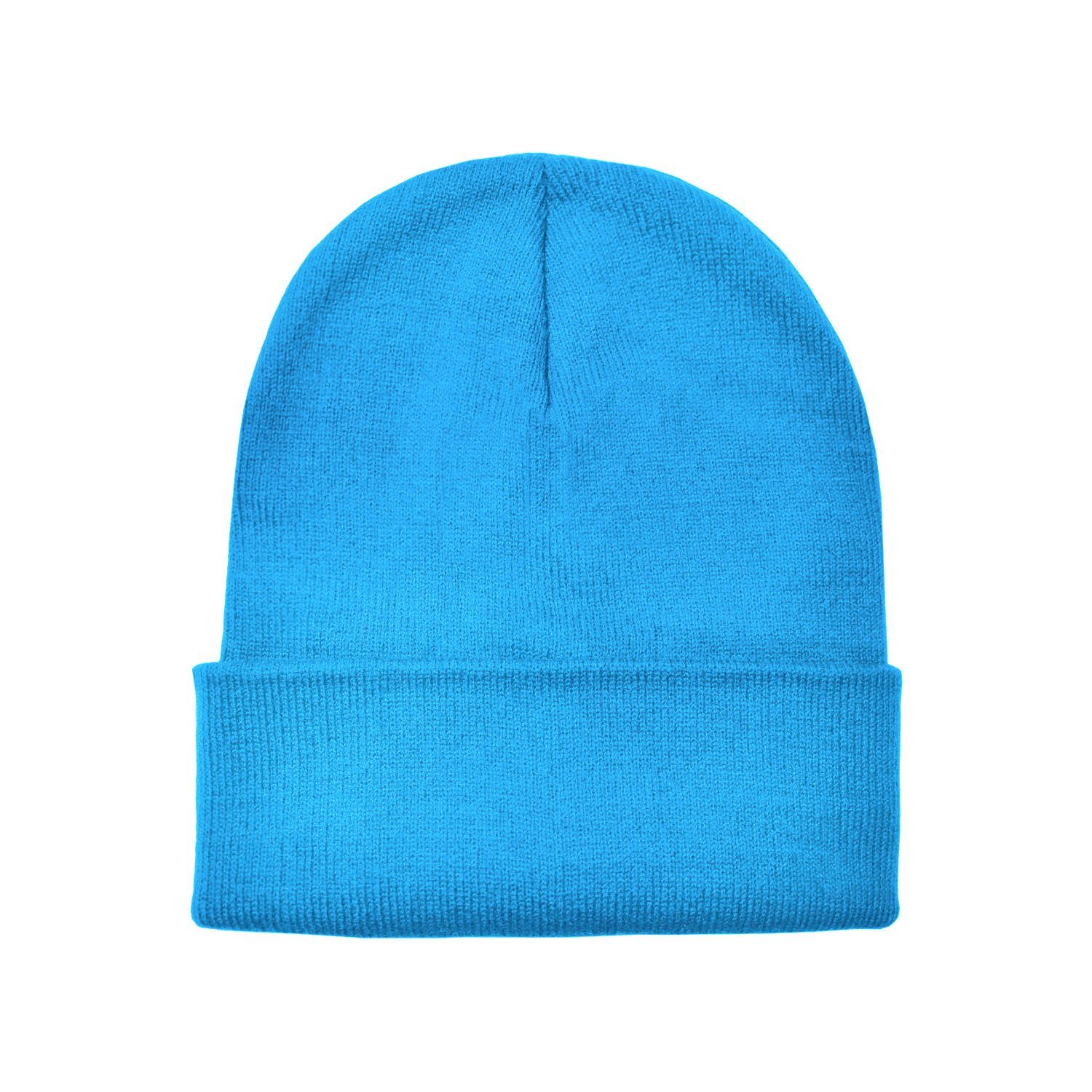 DonDon Beanie Mütze Beanie (Packung, klassisches Wintermütze, 1-St) hellblau mit Design, Krempe