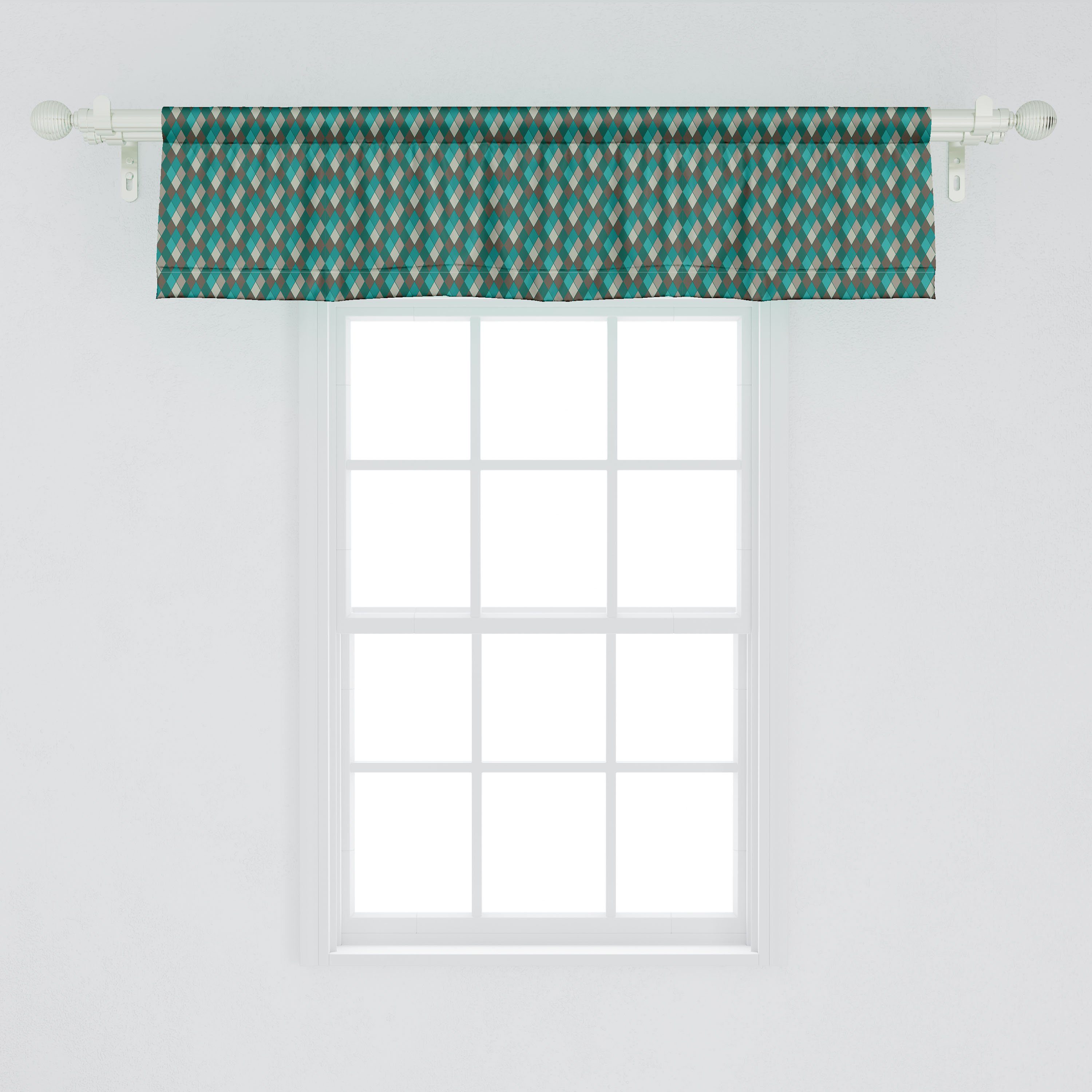 Scheibengardine Vorhang Volant für Küche Abakuhaus, mit Stangentasche, Microfaser, Dekor Schlafzimmer Tiny Rhombuses Kalt tonte Geometrisch