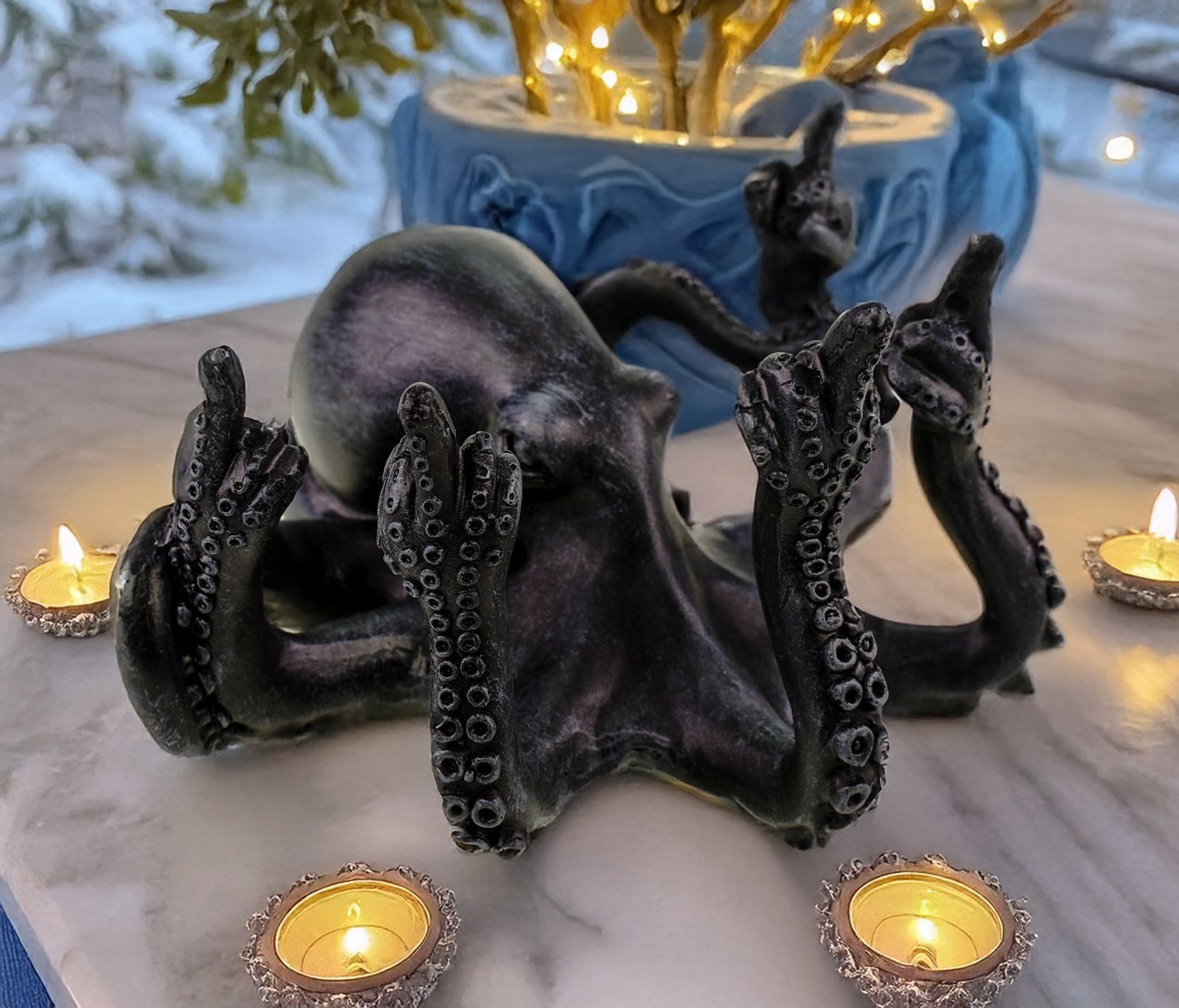 Kremers Schatzkiste Dekofigur Oktopus Figur Mittelfinger Dunkelgrau 15cm Kr günstig online kaufen