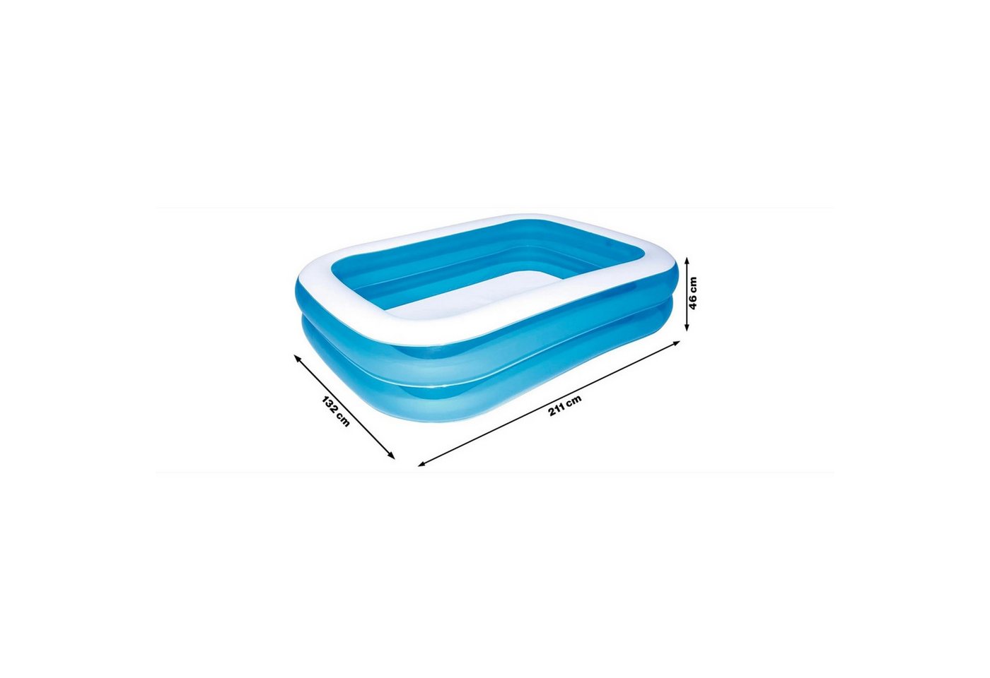 Thumbnail - Bestway Pool Schwimmbecken - aufblasbarer Pool, 211 x 132 x 46 cm, Blau/Weiß