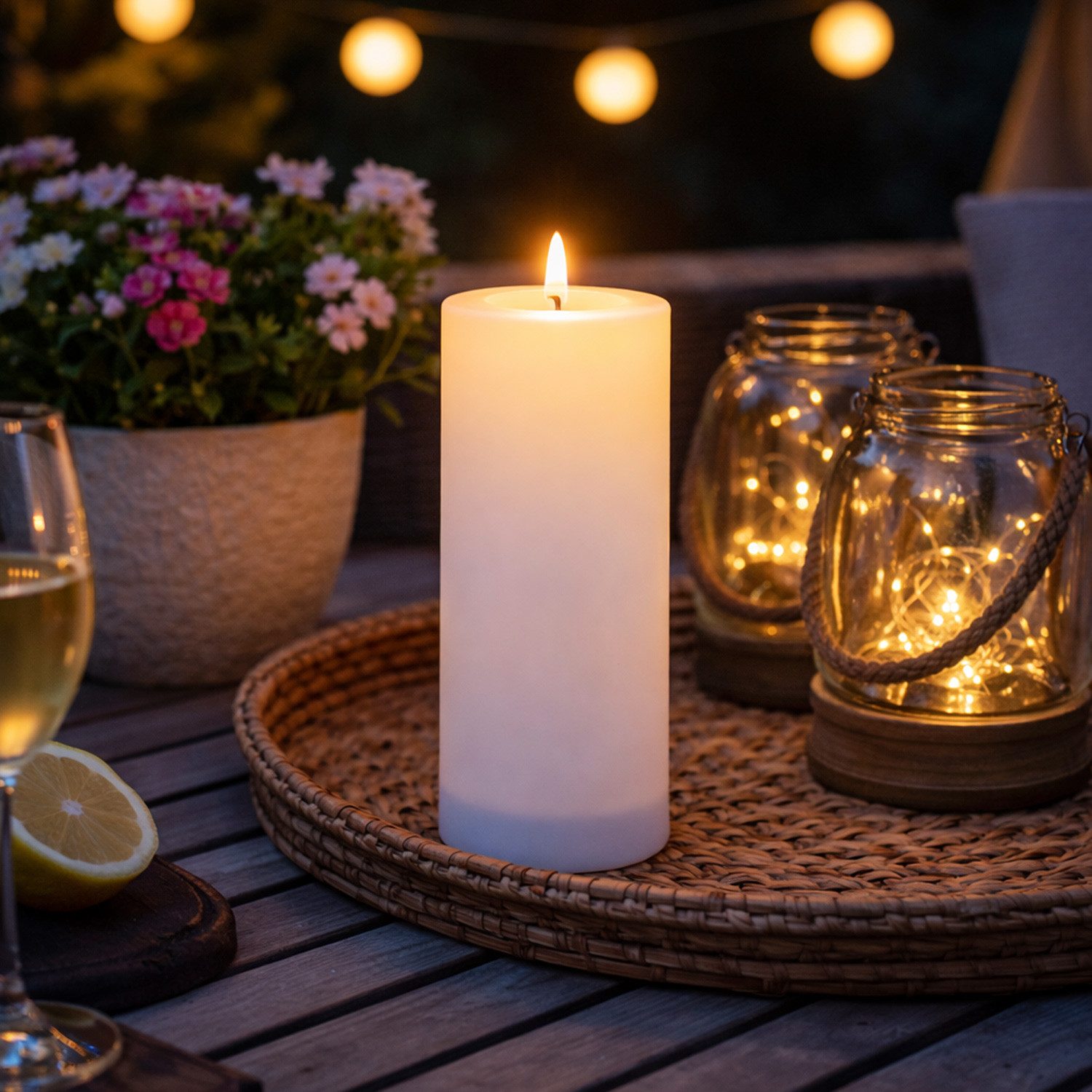 MARELIDA LED-Kerze LED Solar Kerze für Außen Garten Outdoorkerze 7,5x17,5cm Lichtsensor