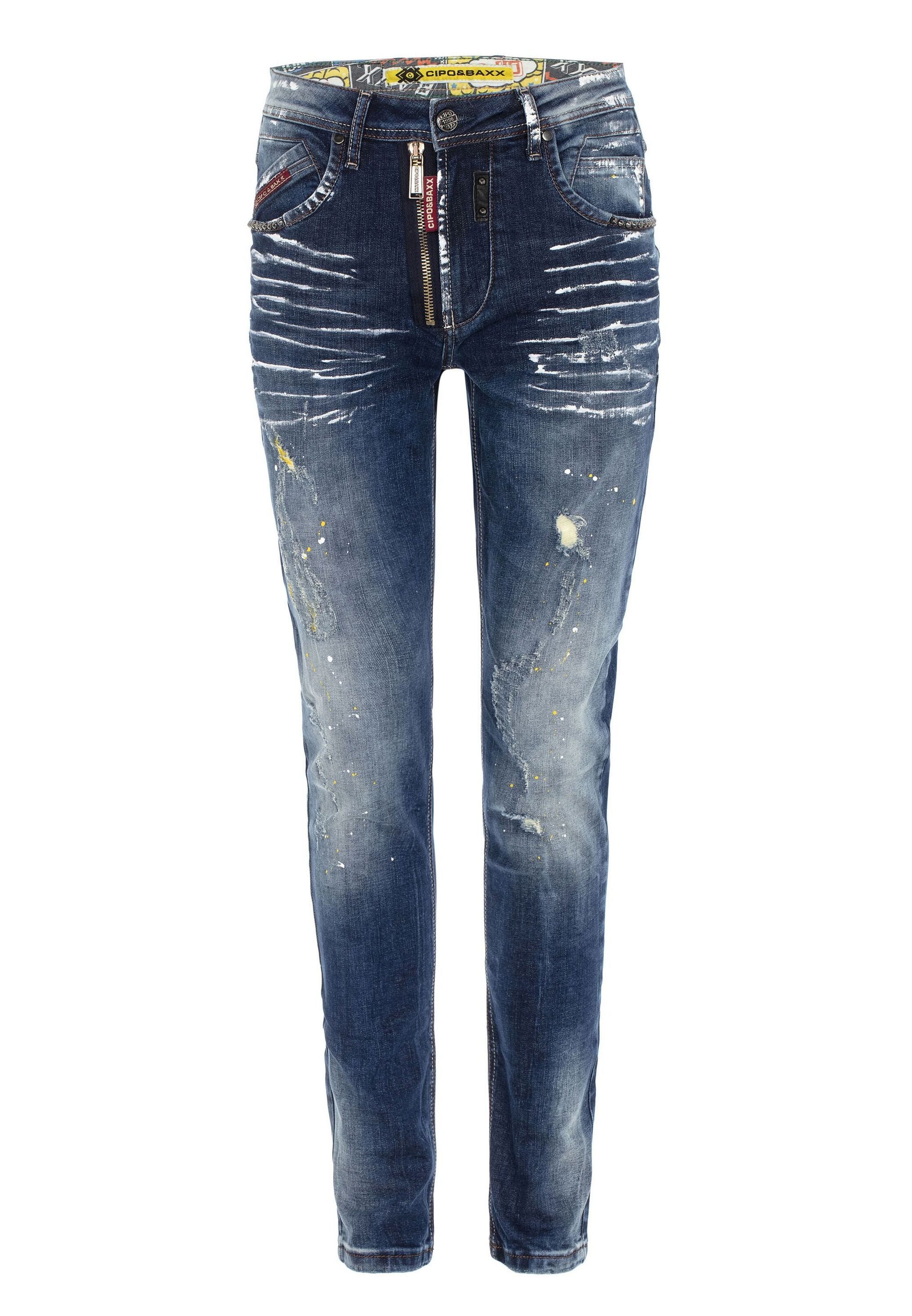 Cipo & Baxx 5-Pocket-Jeans Jeans mit trendigen Used-Elementen, CD658