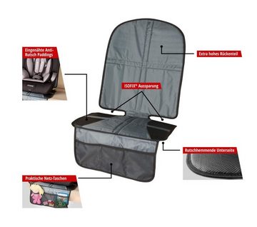 WALSER Autositzauflage Kindersitz Unterlage grau, Auto Sitzauflage, Spielzeugtasche