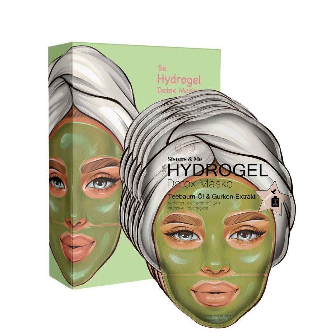 Gesichtsmaske 5x Sisters & Me HYDROGEL DETOX MASKE MIT TEEBAUM-ÖL & GURKEN-EXTRAKT