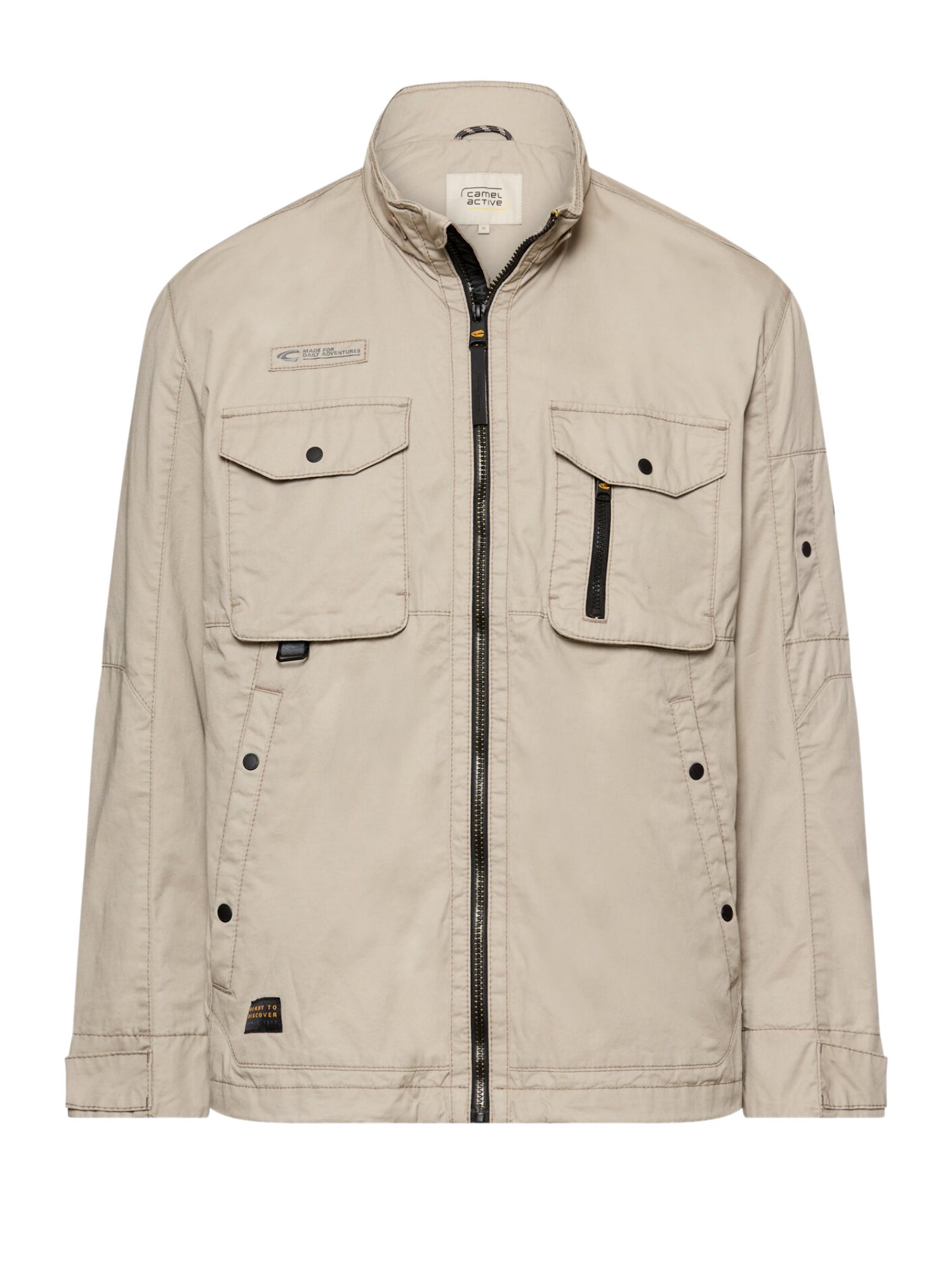 camel active Funktionsjacke natur,Casual,Baumwolle,Unifarben,Stehkragen,Lang,Regular Fit