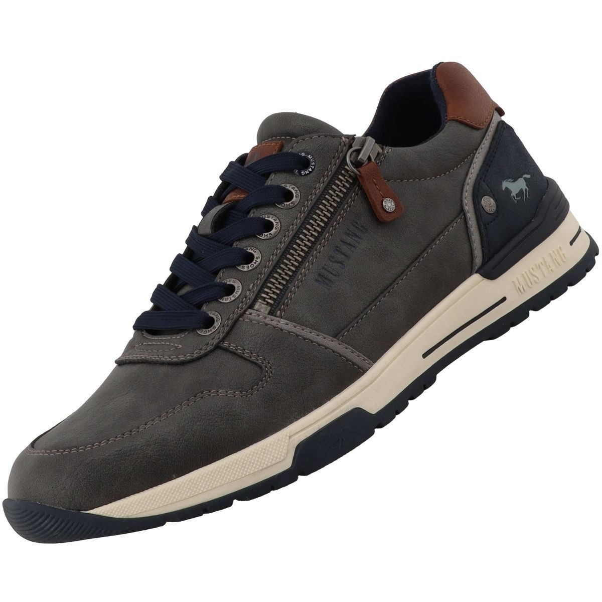 Mustang Shoes 26M0281006-grey Schnürschuh Moderner Schnürschuh mit praktischem Reißverschluss