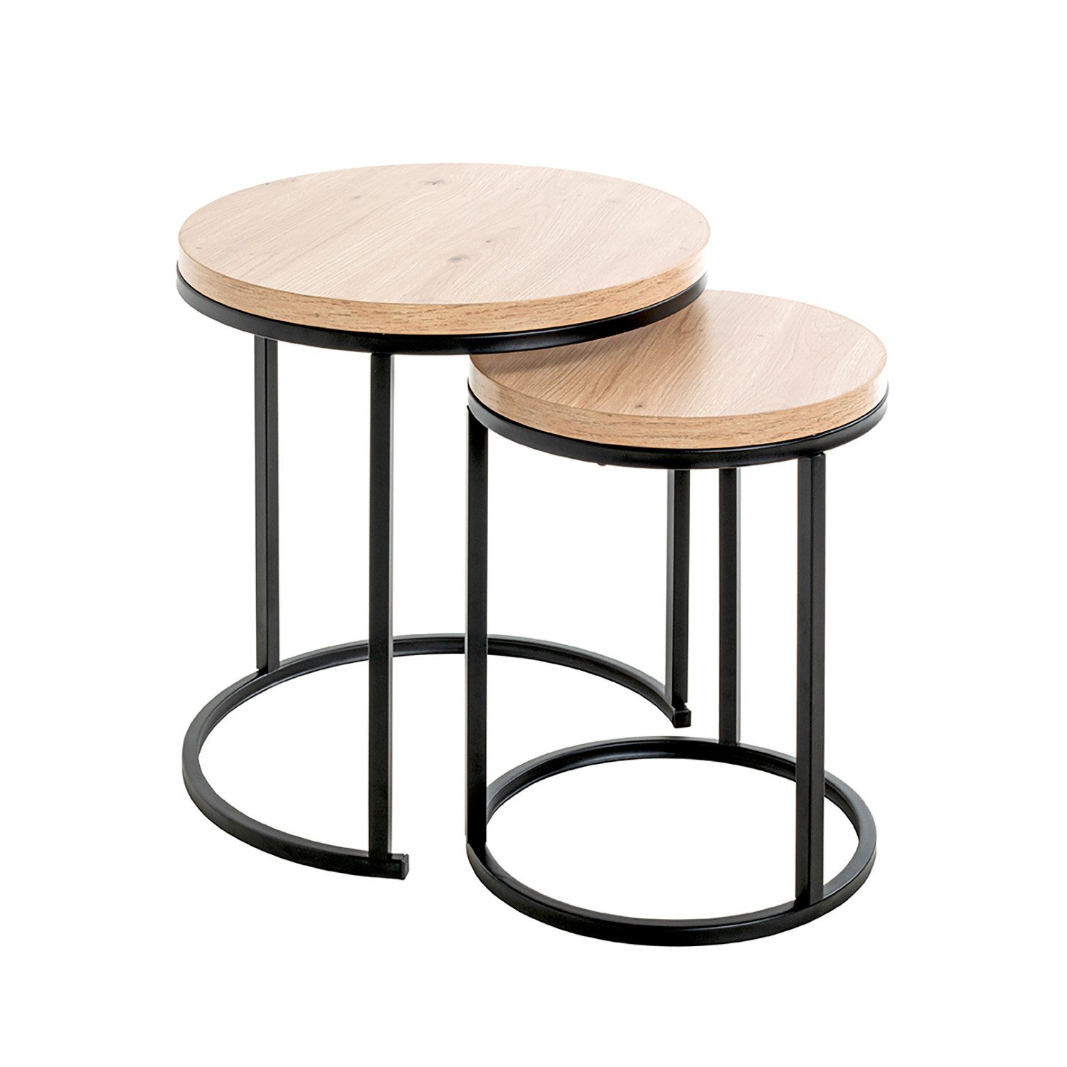 Beistelltisch LEVI Tisch - eiche-schwarz - MDF, Metall - 2er Set - Sofatisch