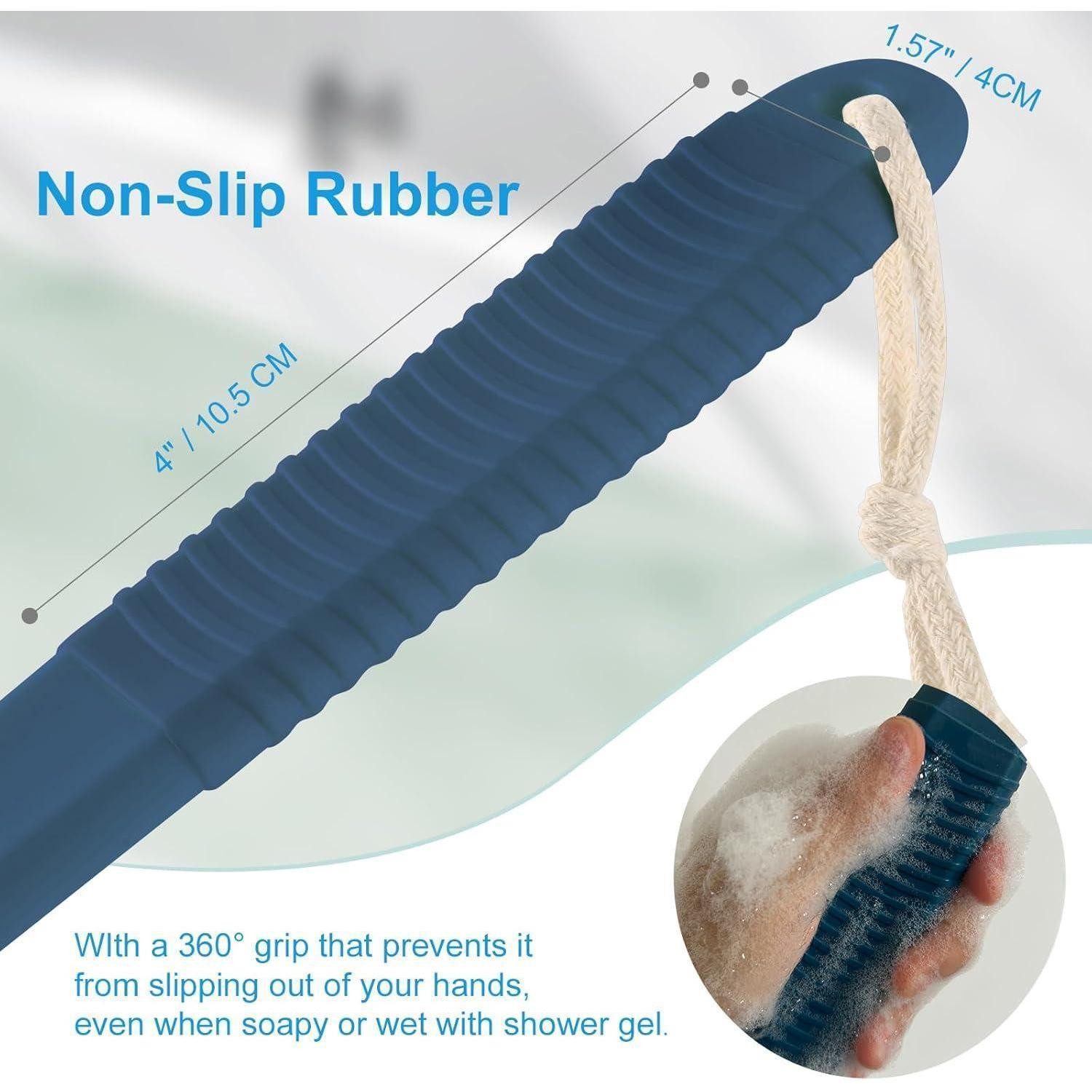 LuxusKollektion Körperbürste Rückenbürste Dusche 43 cm Anti-Rutsch Nass Trocken Blau