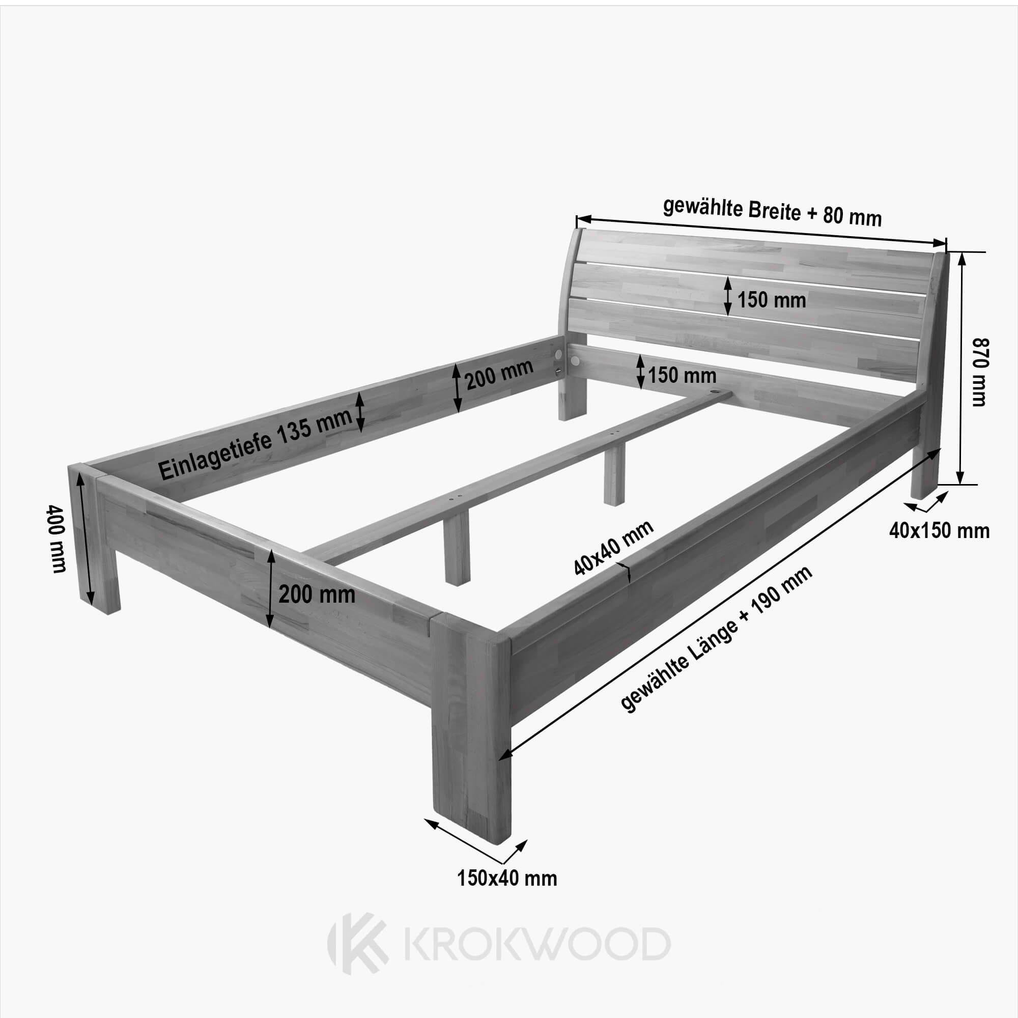 Krok Wood Massivholzbett Alice in Buche mit Kopfteil günstig online kaufen