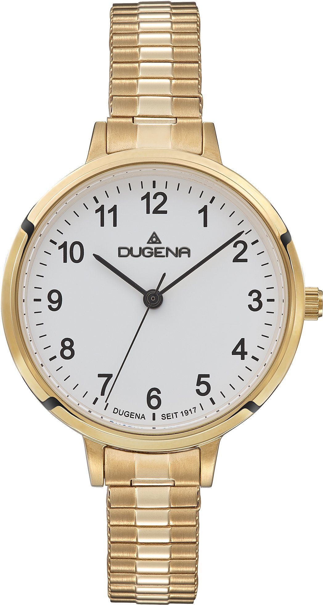 Dugena Quarzuhr Fiona, 4461093, Edelstahlgehäuse, goldfarben  IP-beschichtet, Ø ca. 32 mm