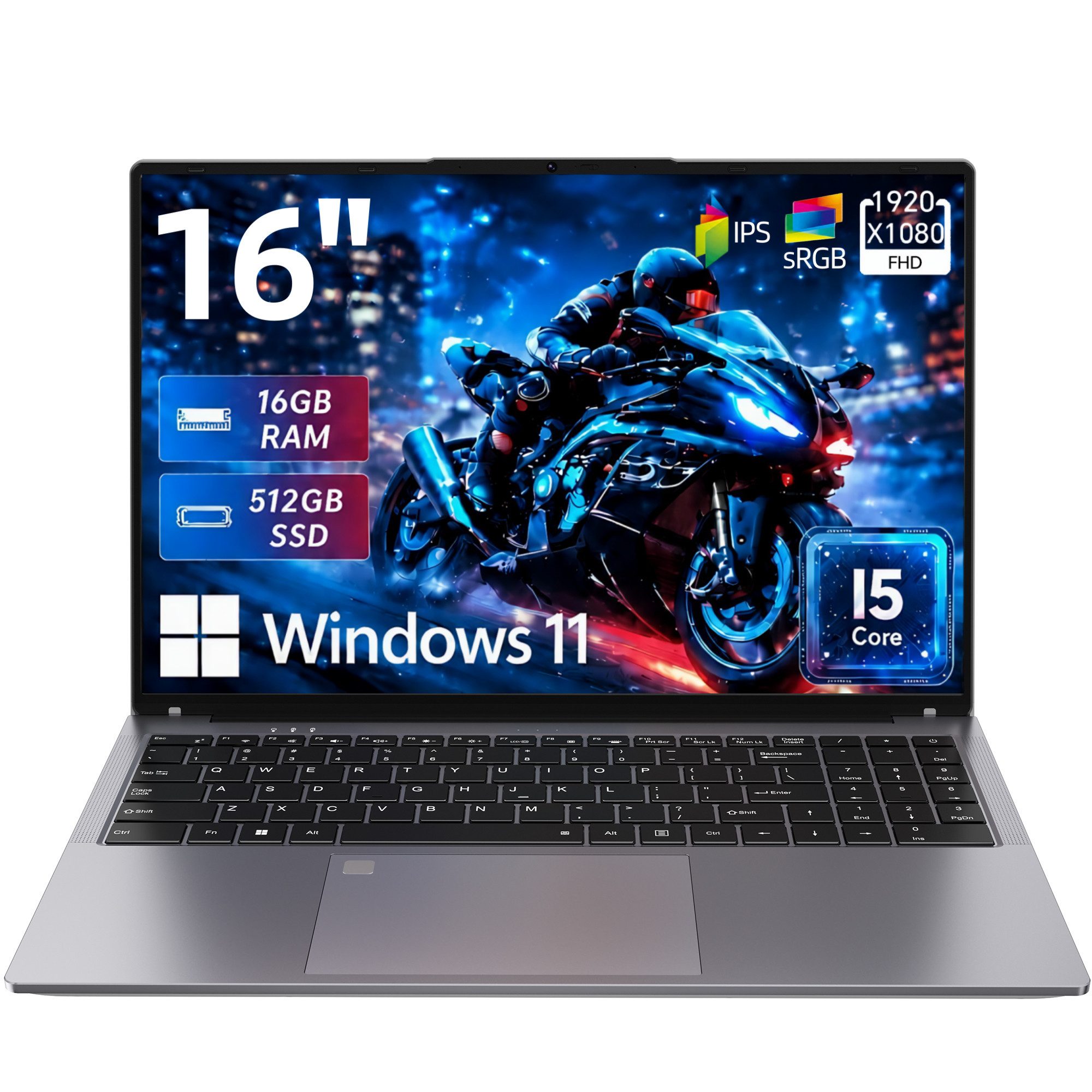 MENGHU Intel i9-i7-i5 Hochleistungs-Laptop Fingerabdruck RGB-Beleuchtung Notebook (Intel Core i5, 16 GB, 512 GB SSD)