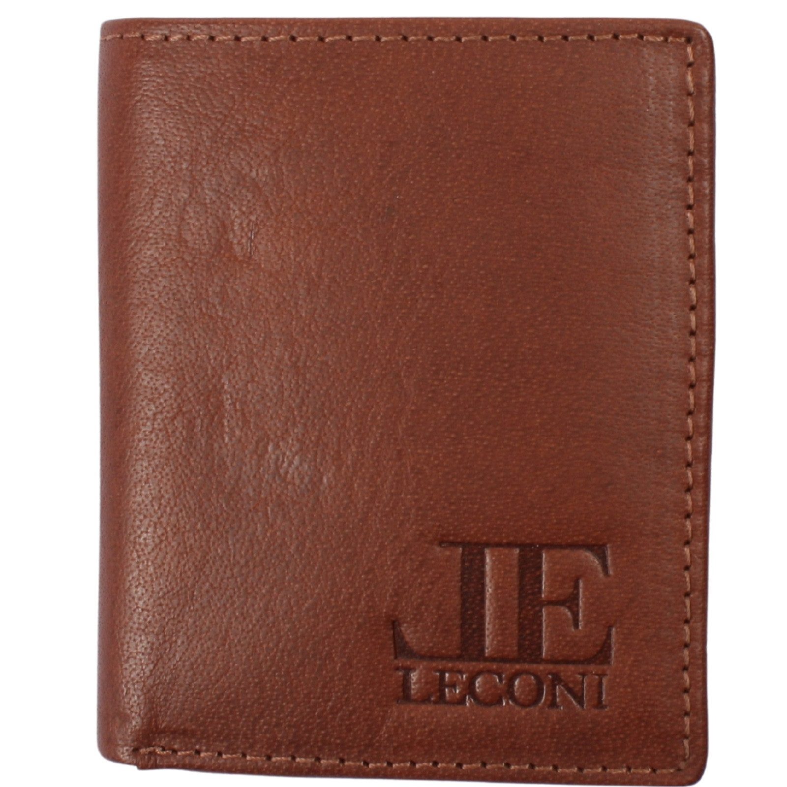 LECONI Mini Geldbörse kleines Portmonee für Damen Herren Mini Portemonnaie RFID Leder LE9035, 6 Kartensteckfächer + Geldscheinfach, Münzfach, 8,5x10,5x1,5cm