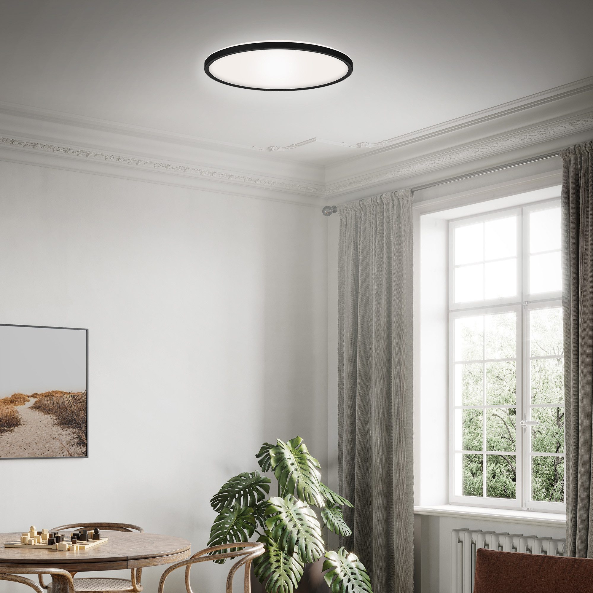 Briloner Leuchten LED Deckenleuchte Deckenlampe Panel Backlight-Effekt SLIM Ultraflach EEK, Standard, LED fest integriert, LED wechselbar, 4000K, Verschiedene Ausführungen, Schwarz/Weiß Wohnzimmer Schlafzimmer Küche